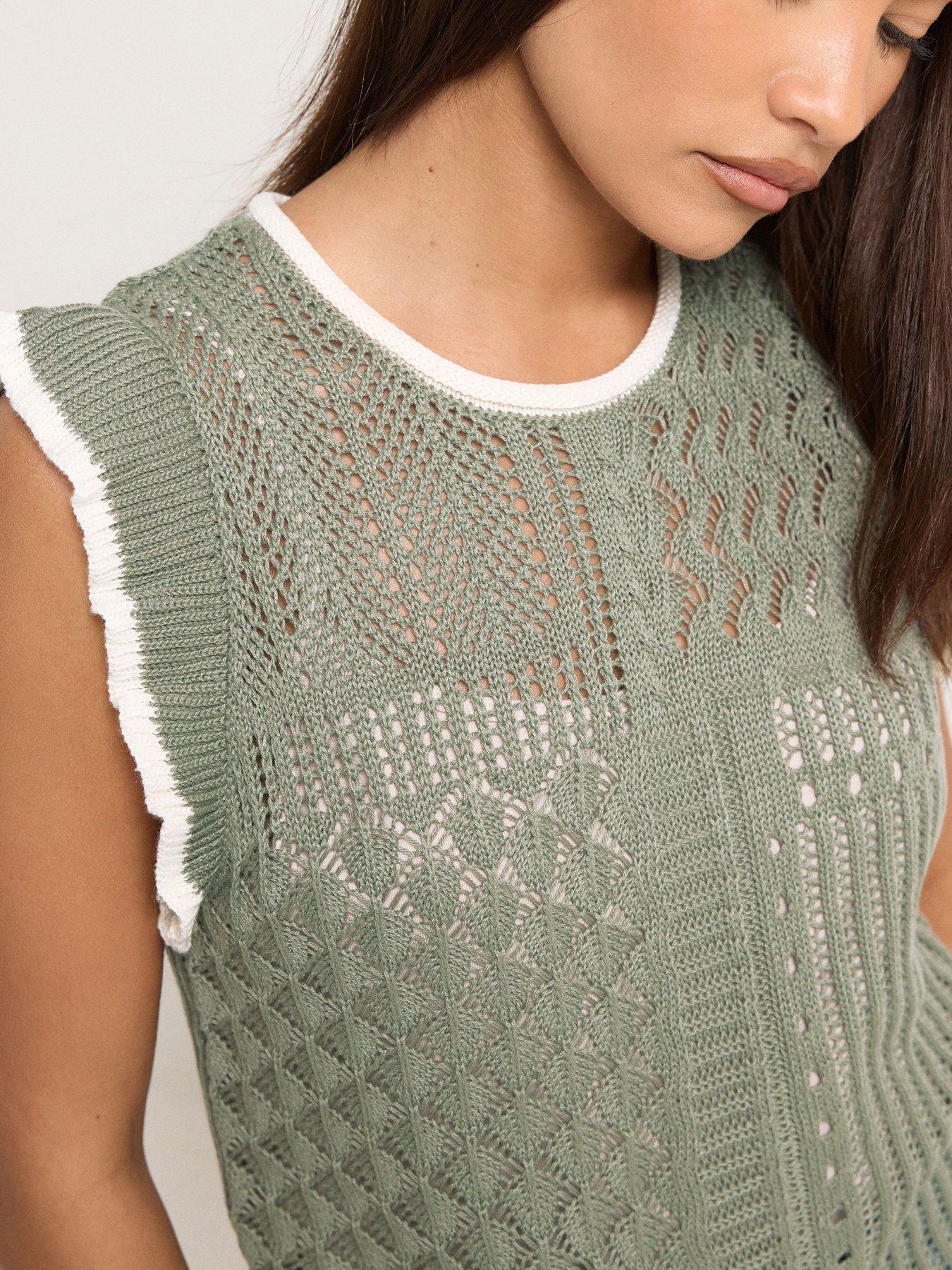 Image 4 of 4 of PixieGirl Petite Frill Shoulder Tank Top - Cream