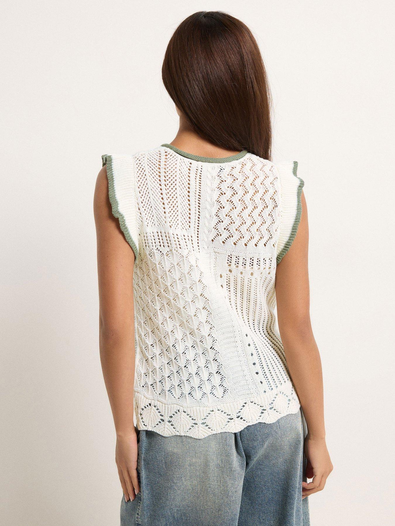 Image 2 of 5 of PixieGirl Petite Frill Shoulder Tank Top - Green