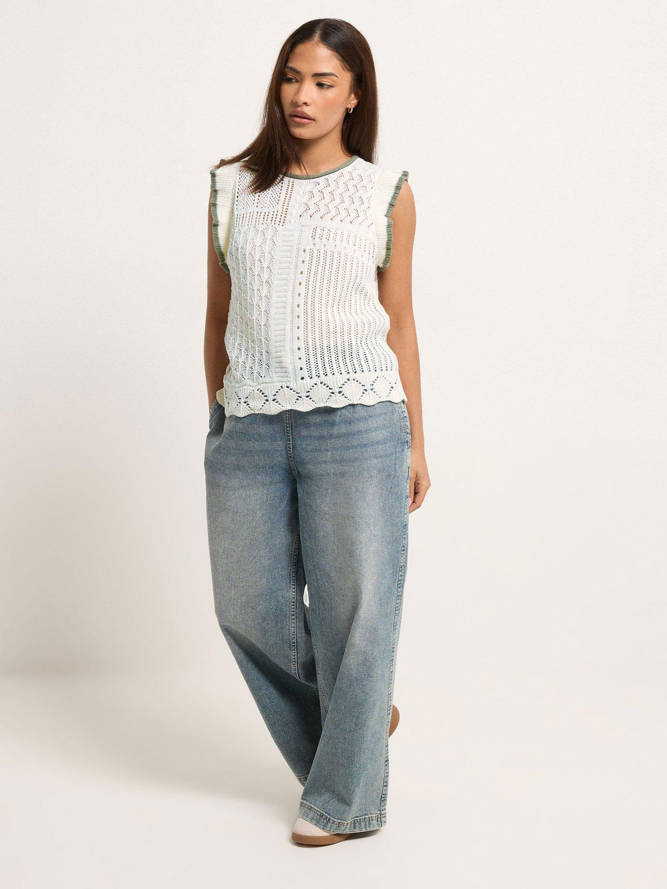 Image 3 of 5 of PixieGirl Petite Frill Shoulder Tank Top - Green
