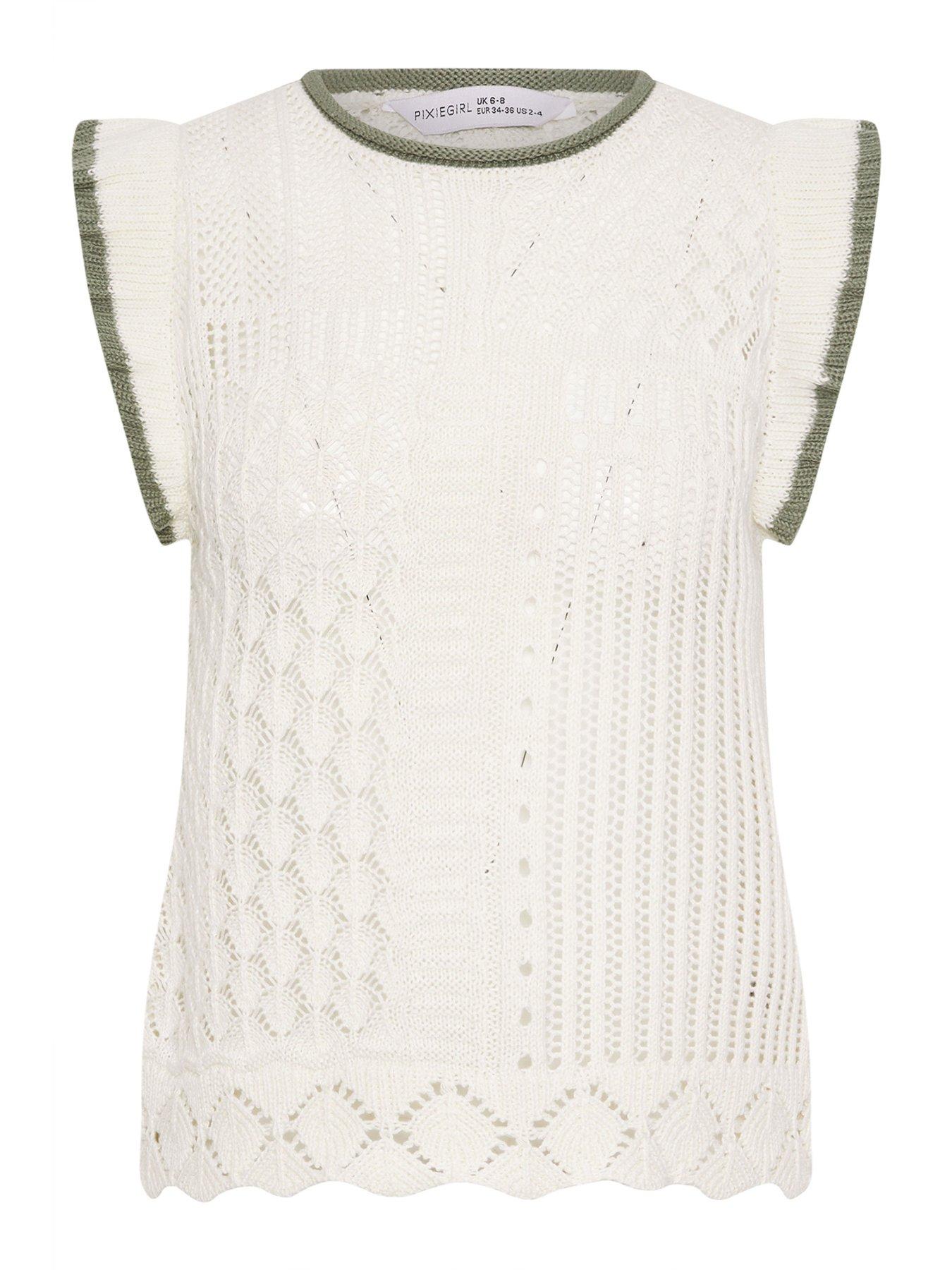 Image 5 of 5 of PixieGirl Petite Frill Shoulder Tank Top - Green