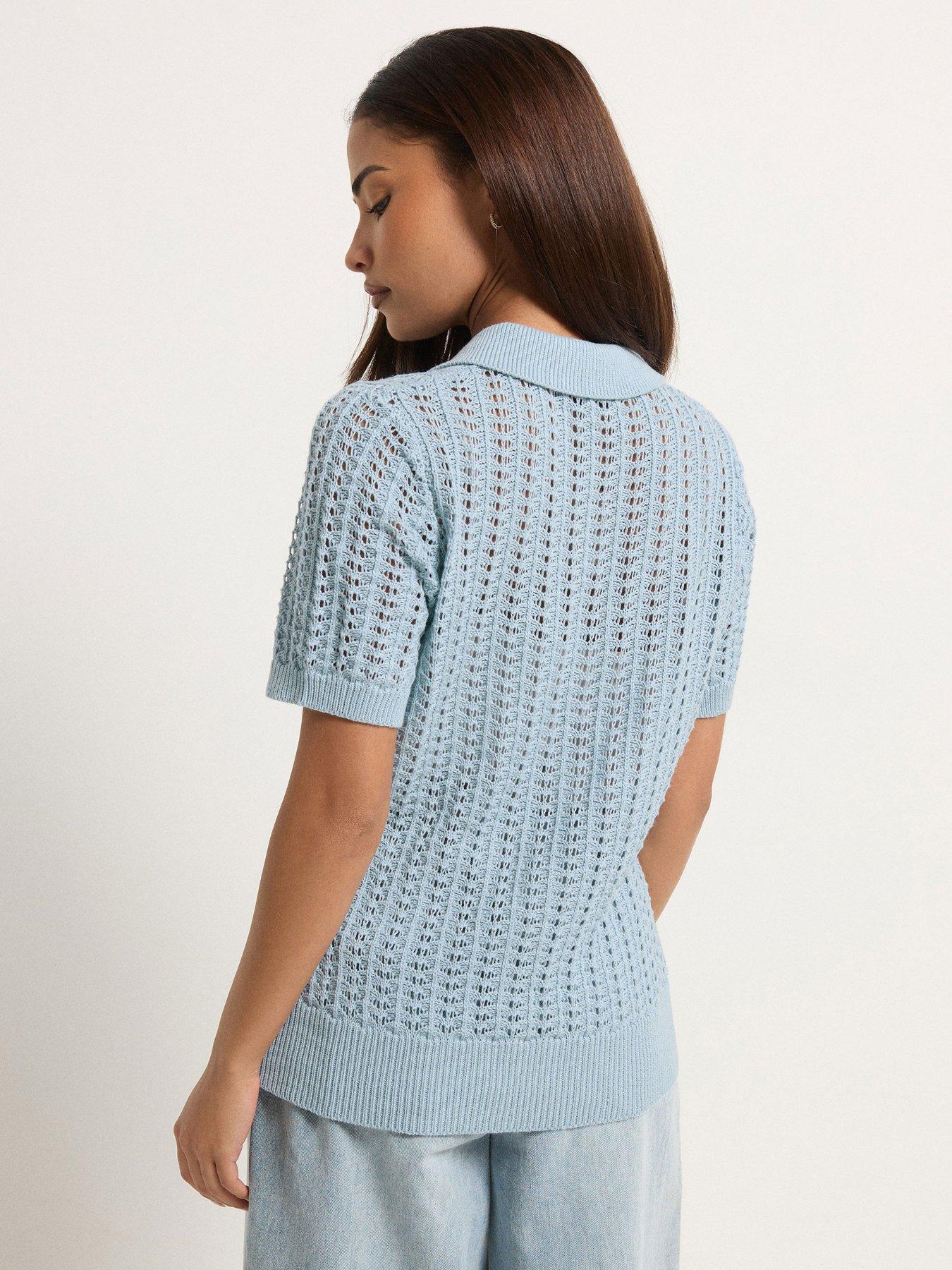 pixiegirl-petite-crochet-polo-top-bluestillFront