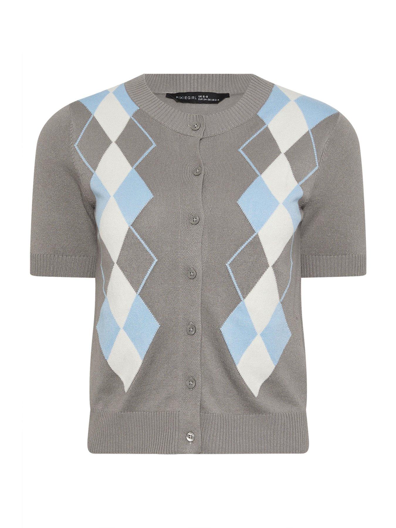 pixiegirl-petite-argyle-short-sleeve-cardigan-greydetail