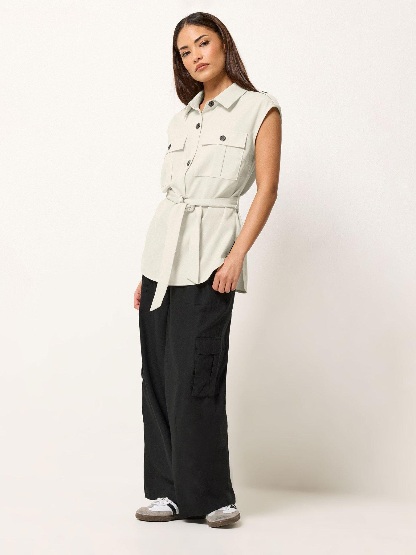 Image 3 of 6 of PixieGirl Petite Sleeveless Tie Waist Top