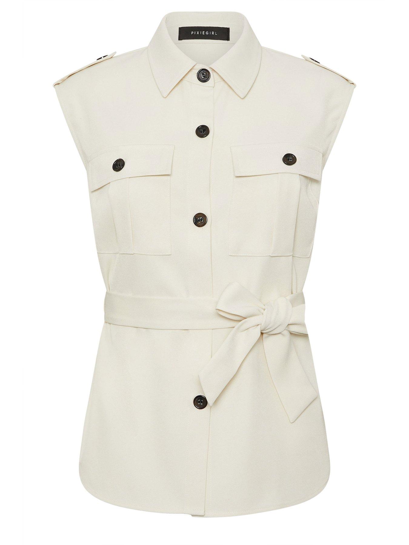 Image 6 of 6 of PixieGirl Petite Sleeveless Tie Waist Top