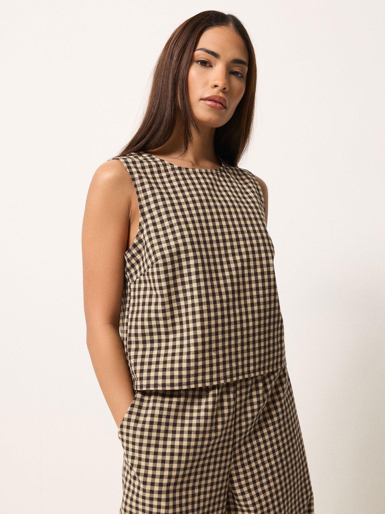 pixiegirl-petite-gingham-sleeveless-shell-topoutfit