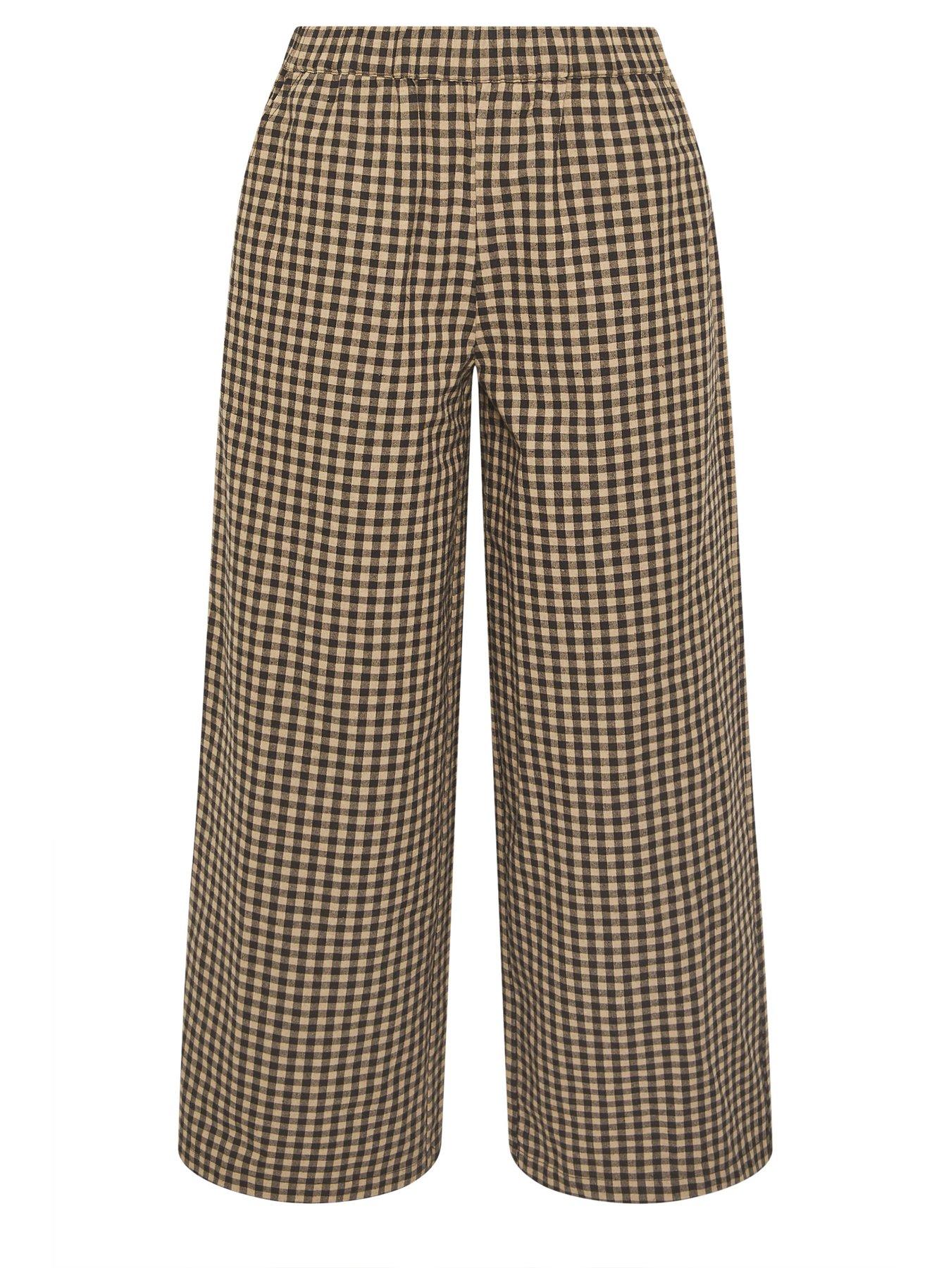 pixiegirl-petite-gingham-wide-leg-trousers-browndetail