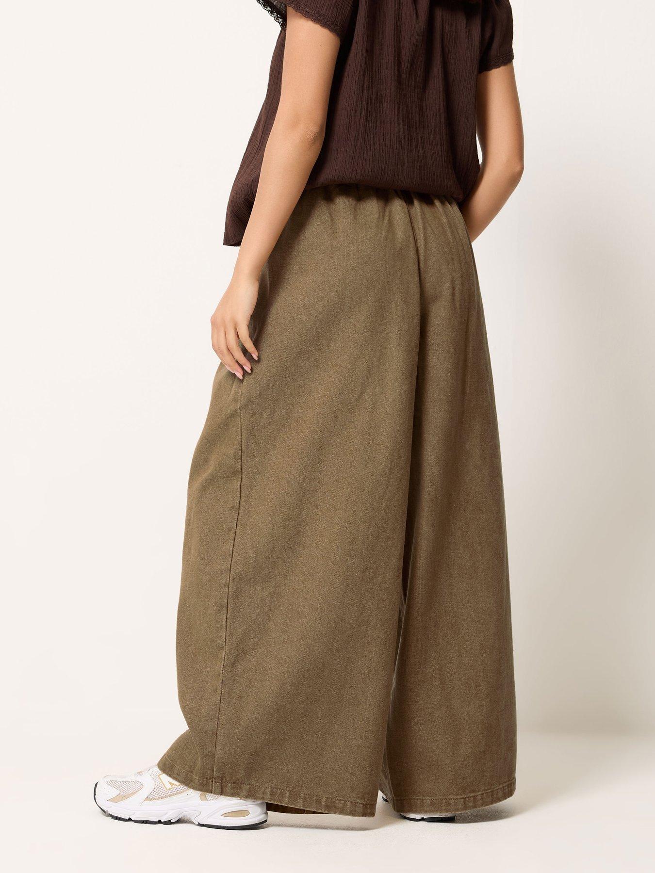 Image 2 of 5 of PixieGirl Petite Pleat Front Wide Leg Jeans - Brown