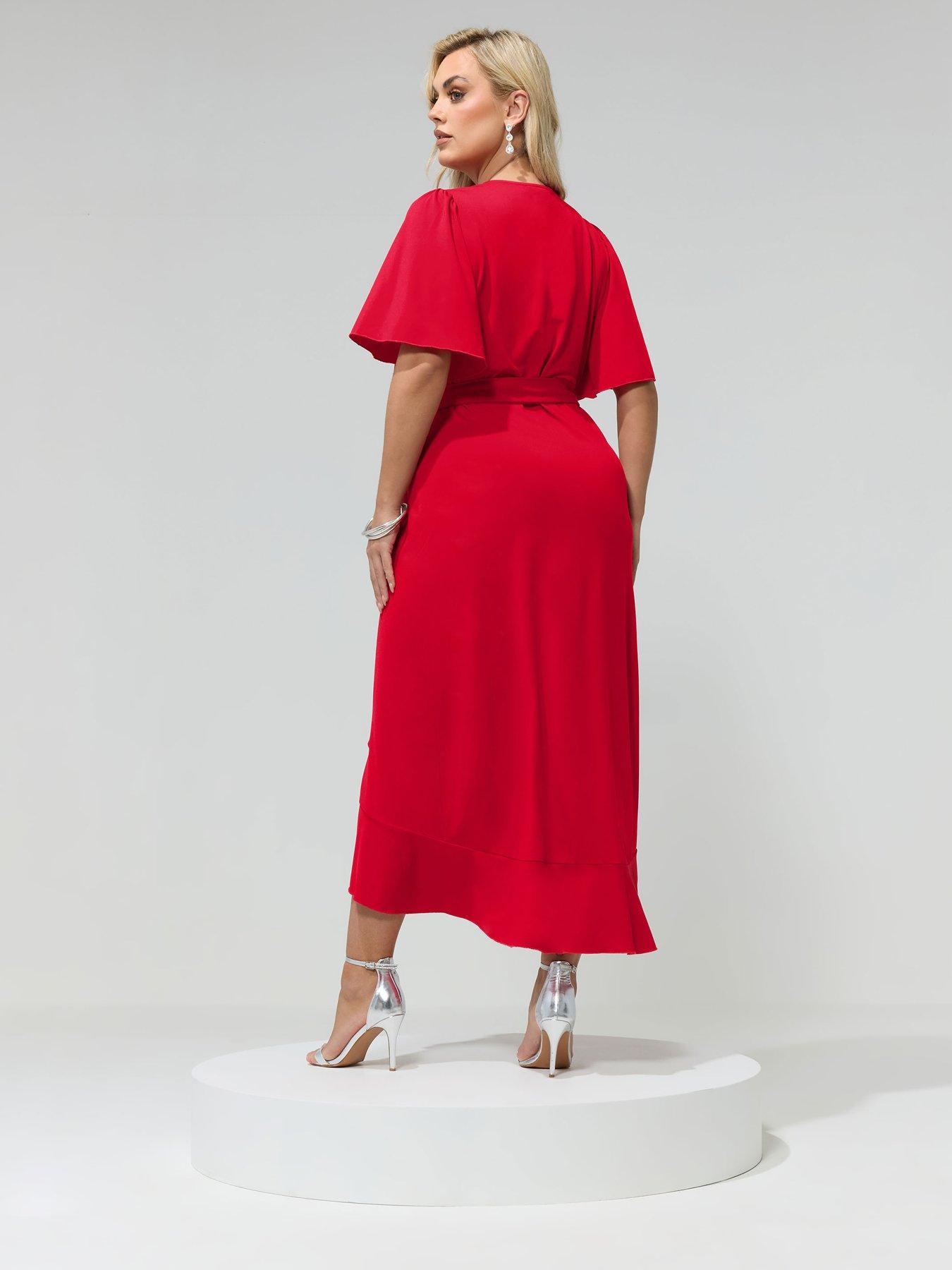 yours-curve-wrap-ruffle-dressstillFront