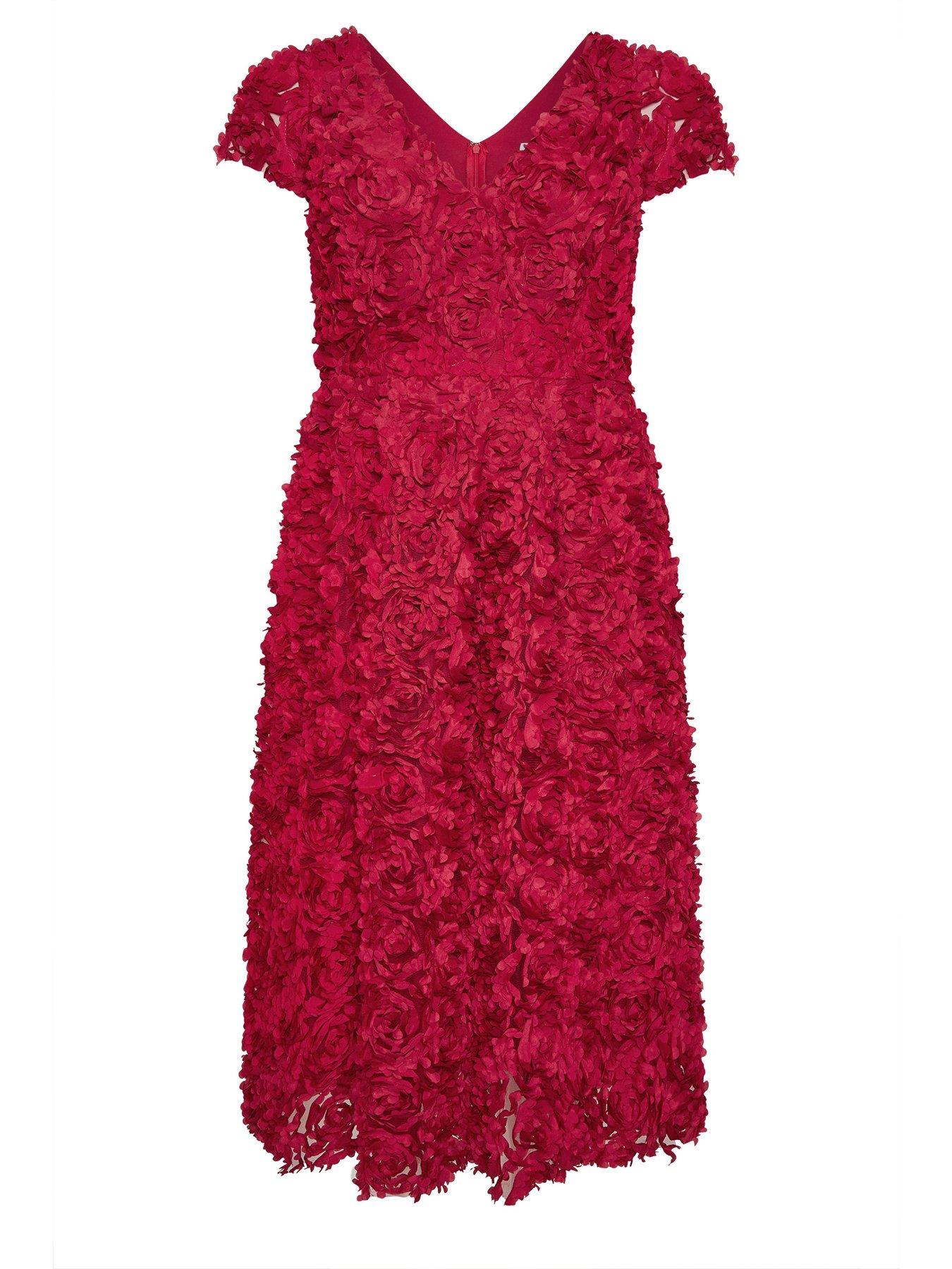 yours-curve-3d-floral-cap-sleeve-dress-reddetail