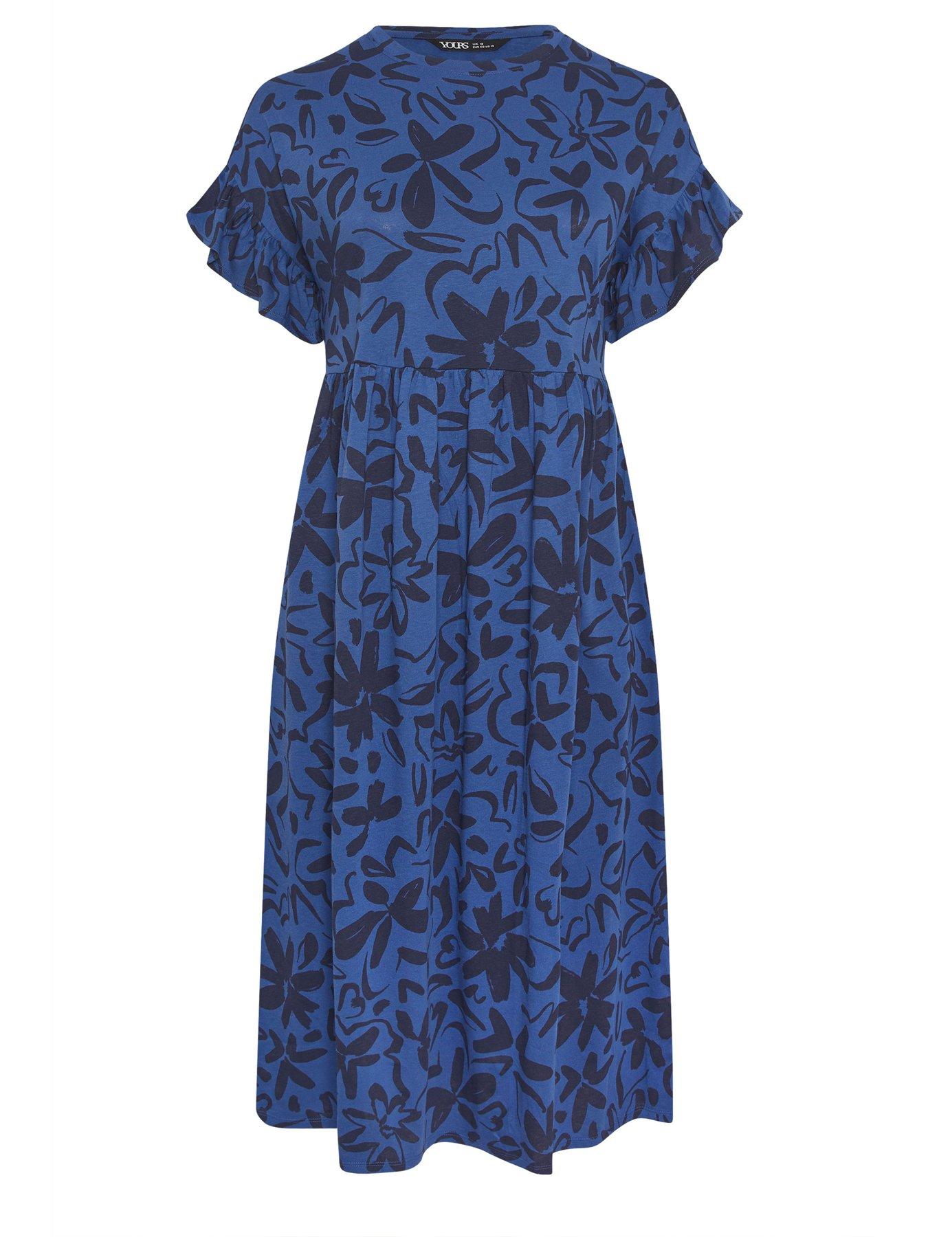 Image 5 of 5 of Yours Curve Frill Midaxi Dress - Blue