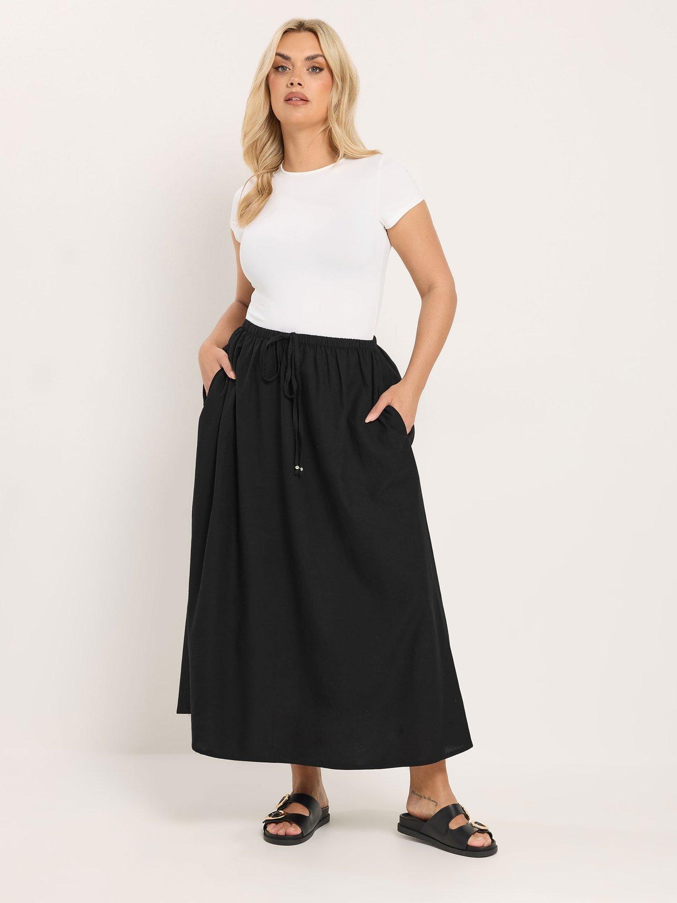 yours-curve-linen-maxi-skirt-blackback