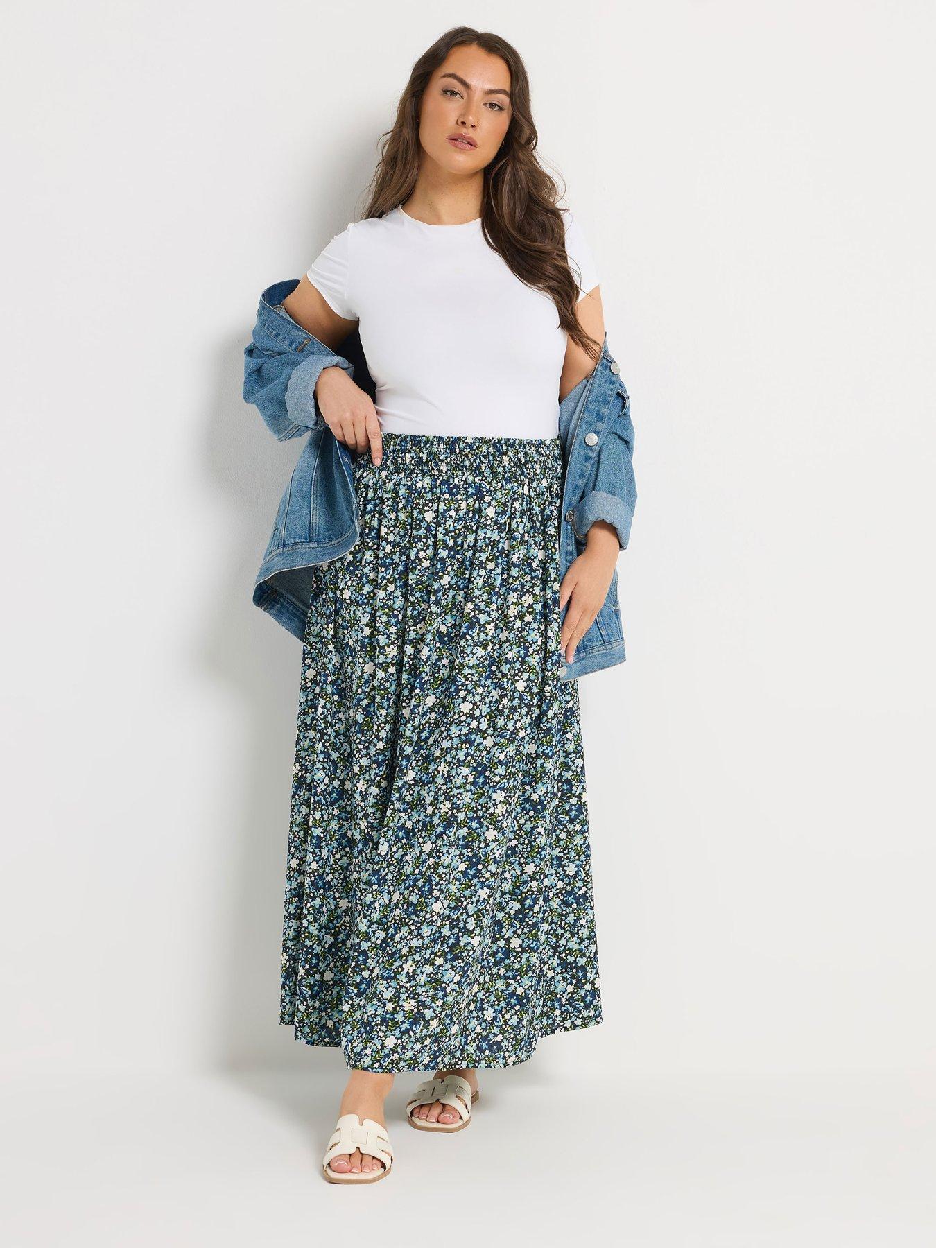 yours-curve-ditsy-midaxi-skirt-blueback