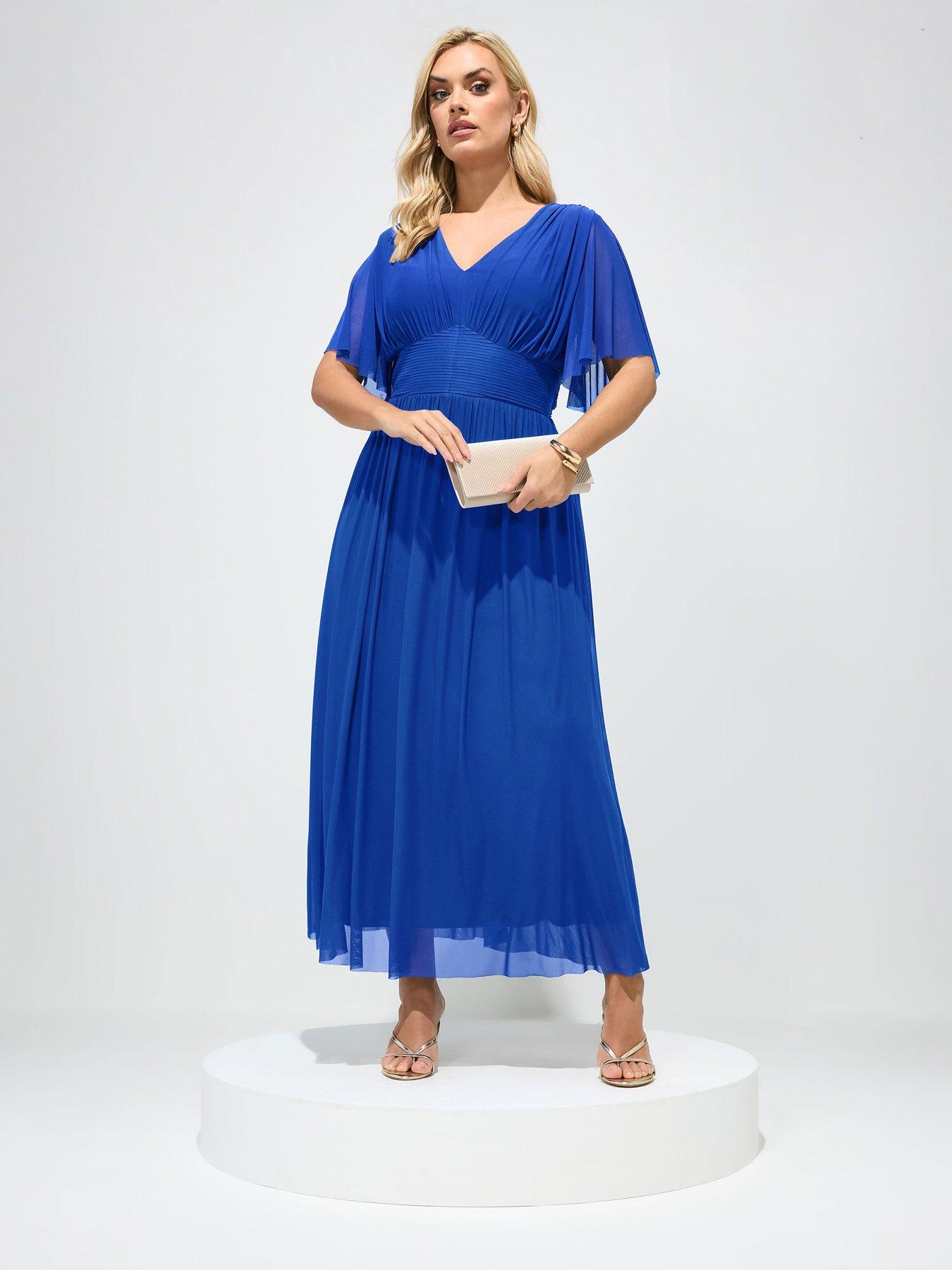 yours-curve-pleated-gathered-v-neck-maxi-dressfront