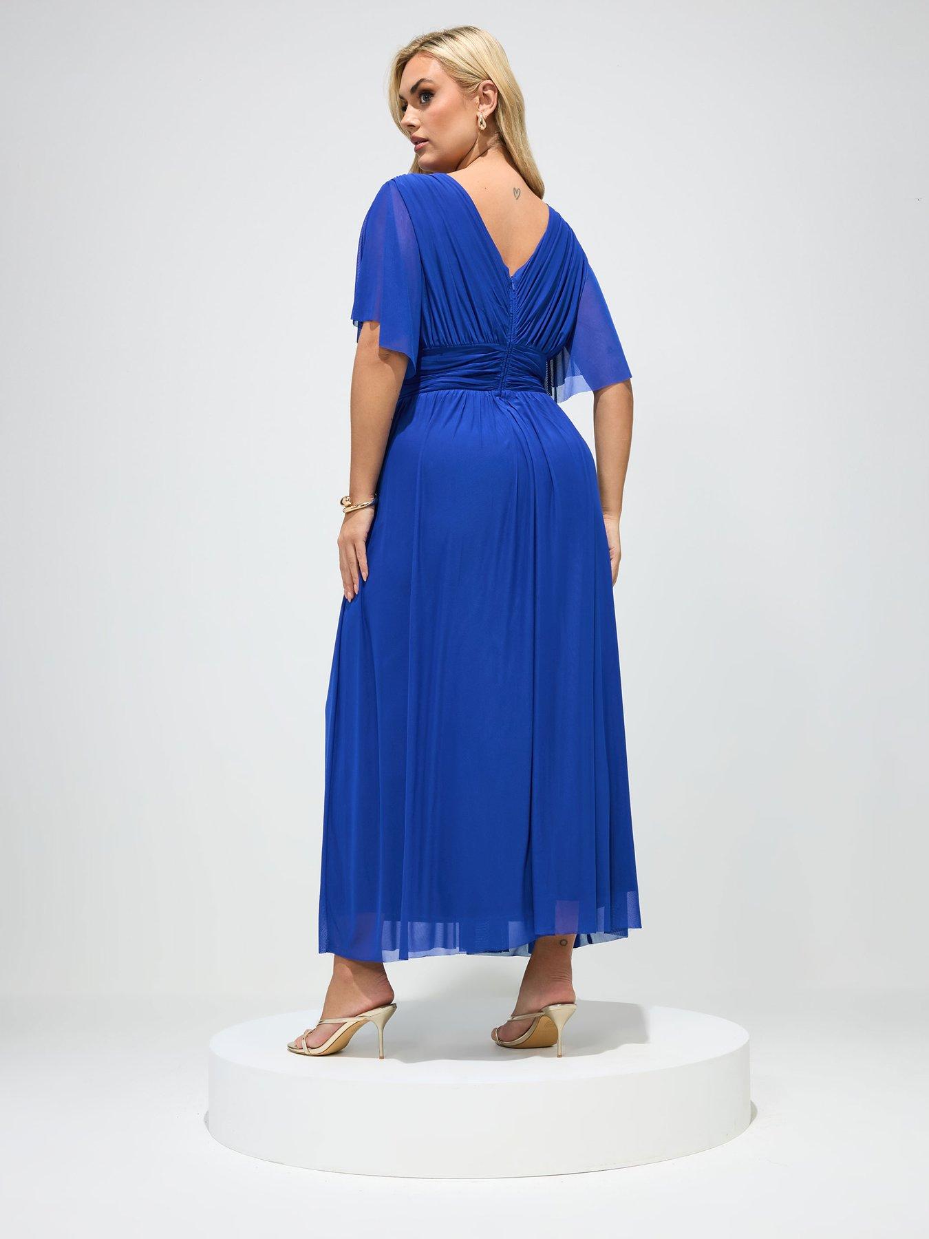 yours-curve-pleated-gathered-v-neck-maxi-dressstillFront