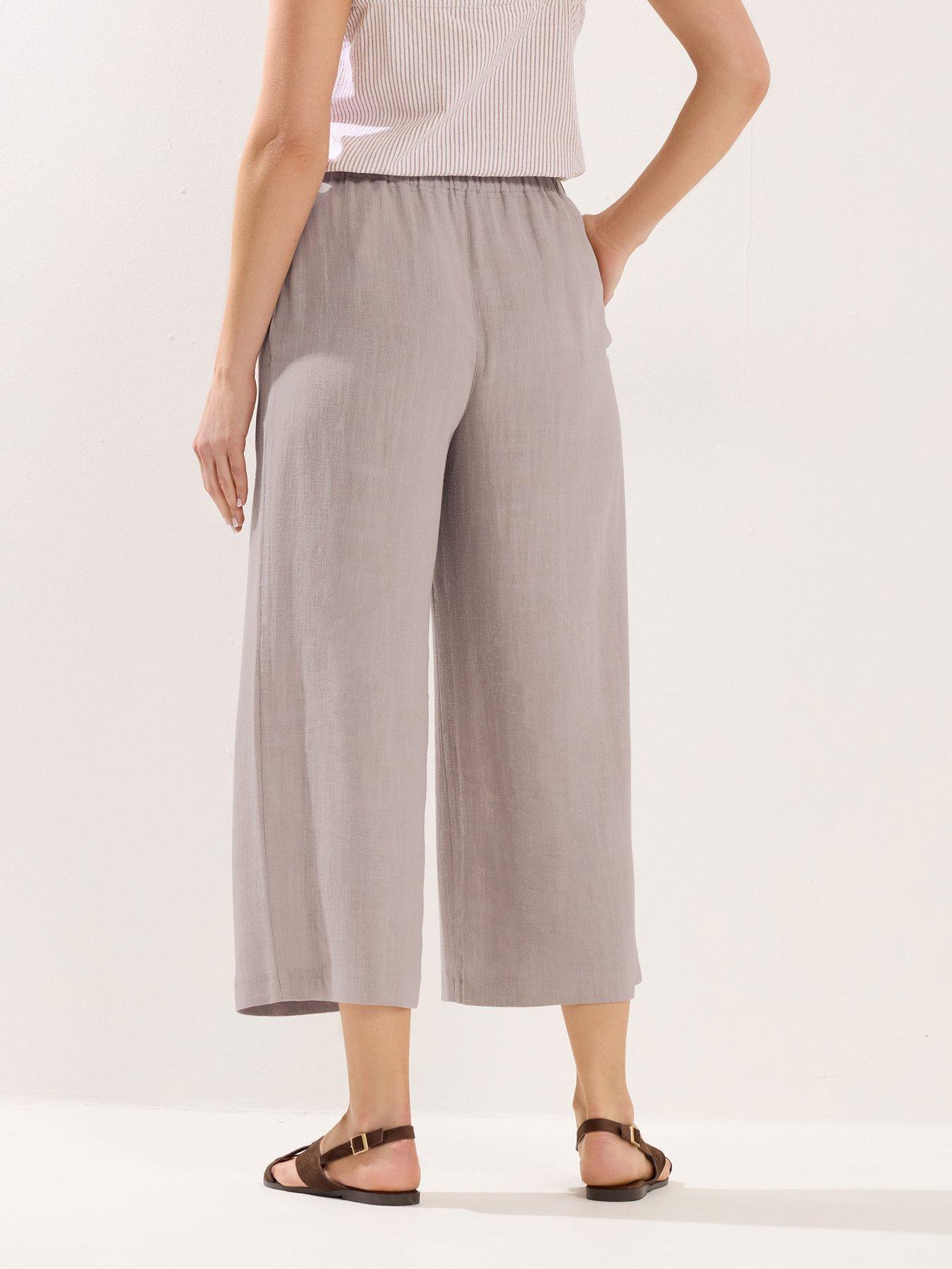 Image 2 of 4 of Long Tall Sally Linen Crop Trouser - Cream