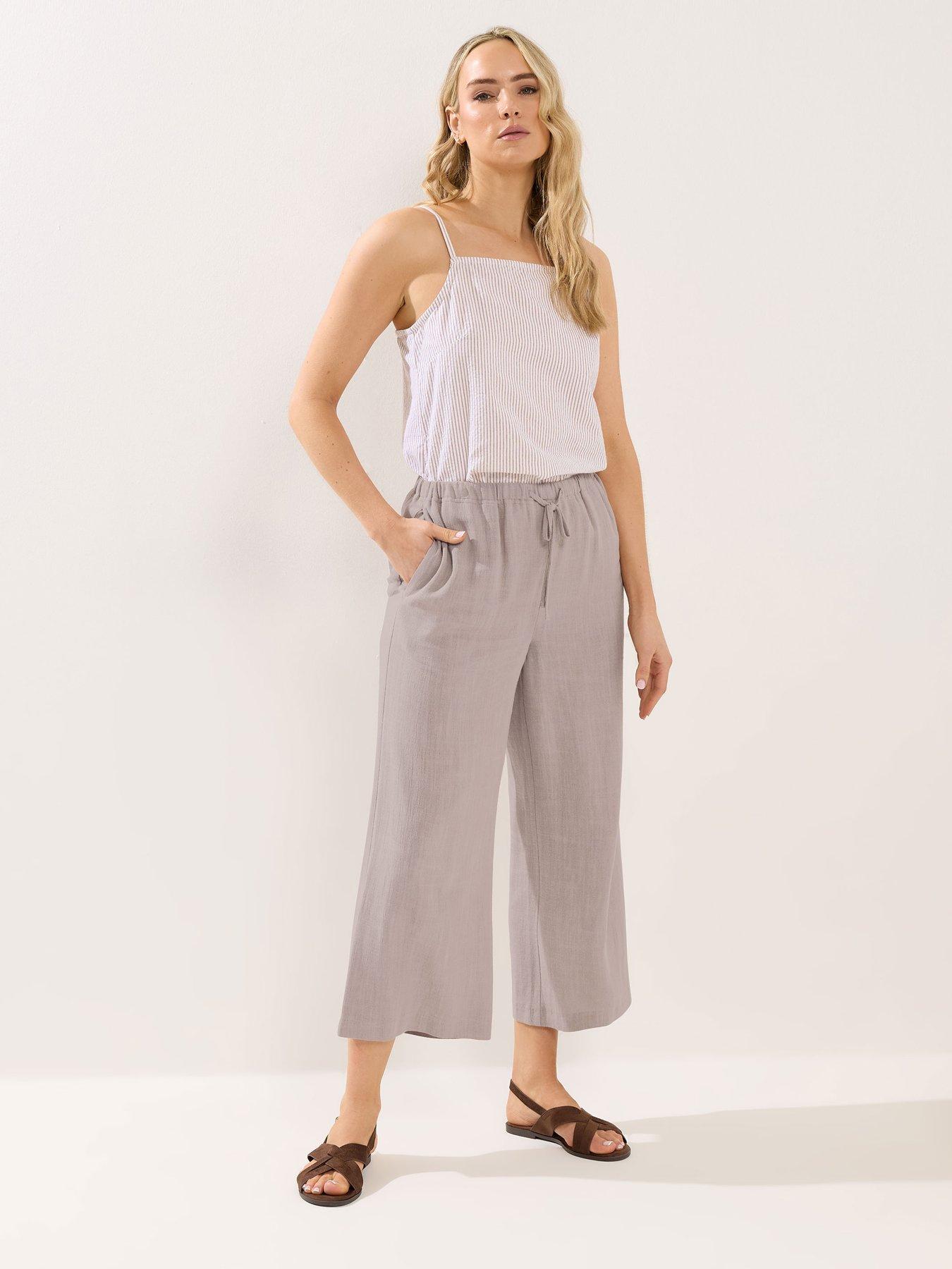 Image 3 of 4 of Long Tall Sally Linen Crop Trouser - Cream