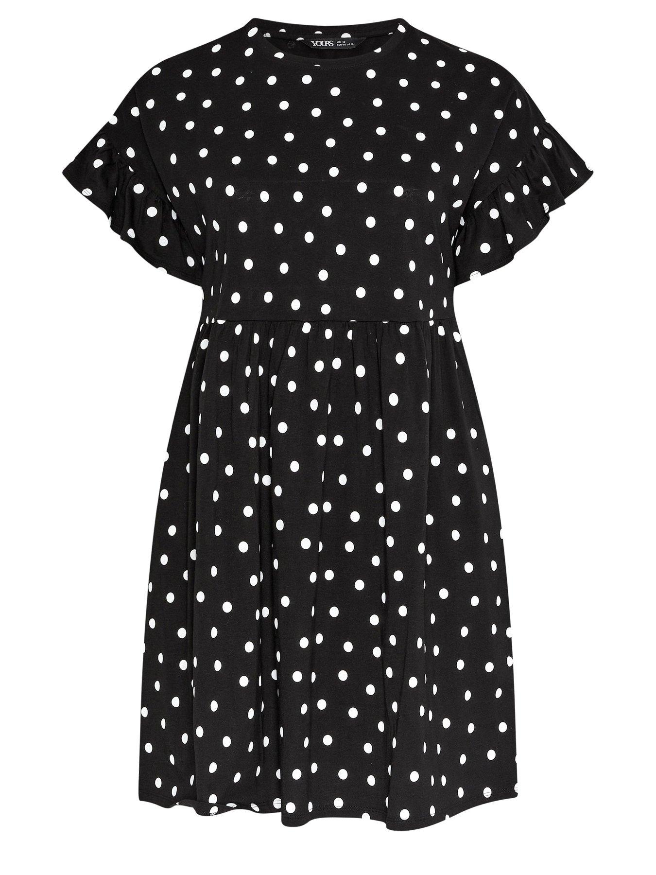 Image 5 of 5 of Yours Curve Frill Sleeve Tunic Dress - Black