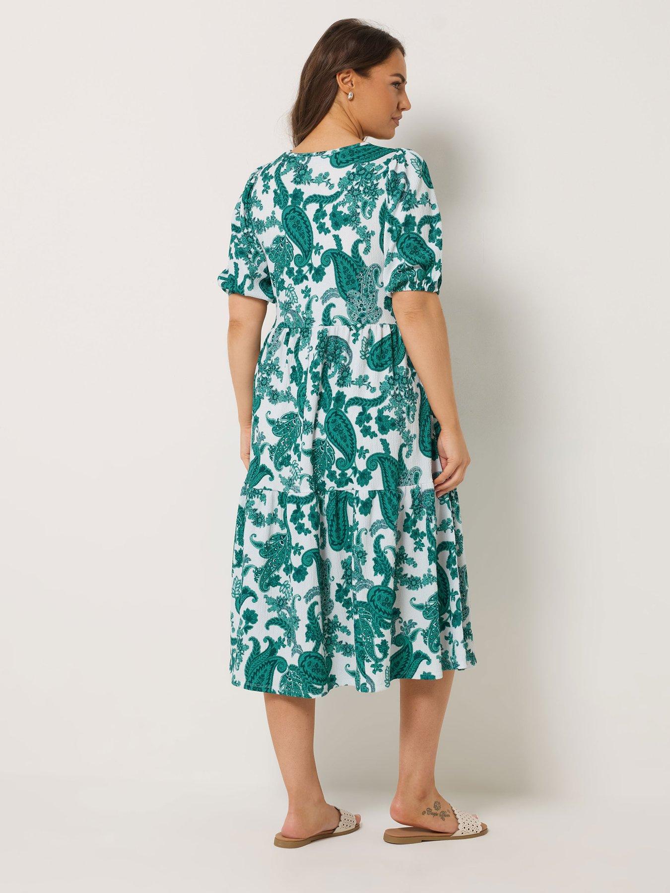 Image 2 of 5 of Yours Curve Puff Sleeve Tiered Midaxi Dress - White