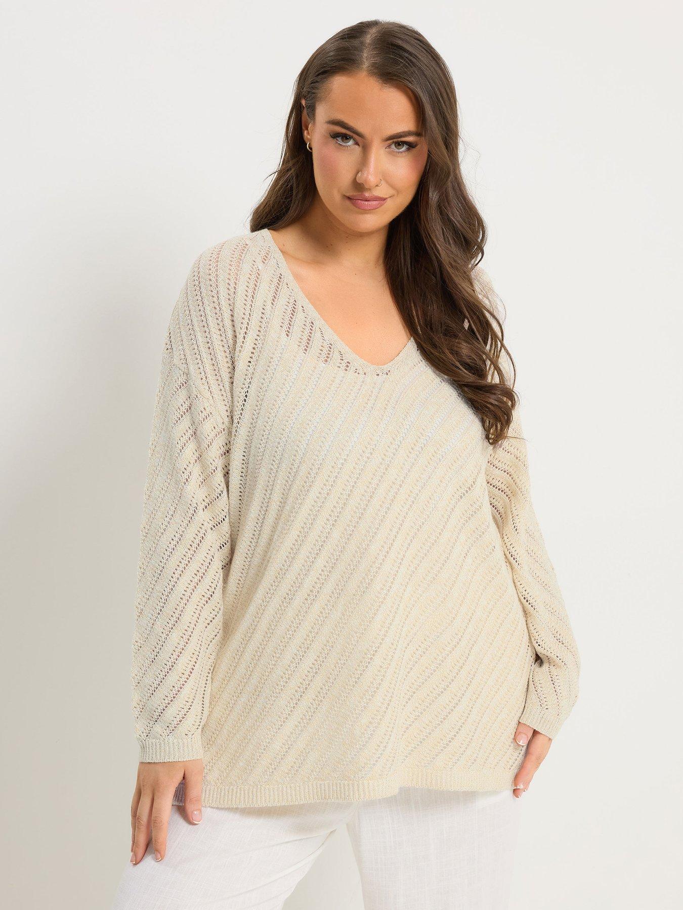 yours-curve-long-sleeve-stitch-detail-jumper-creamfront
