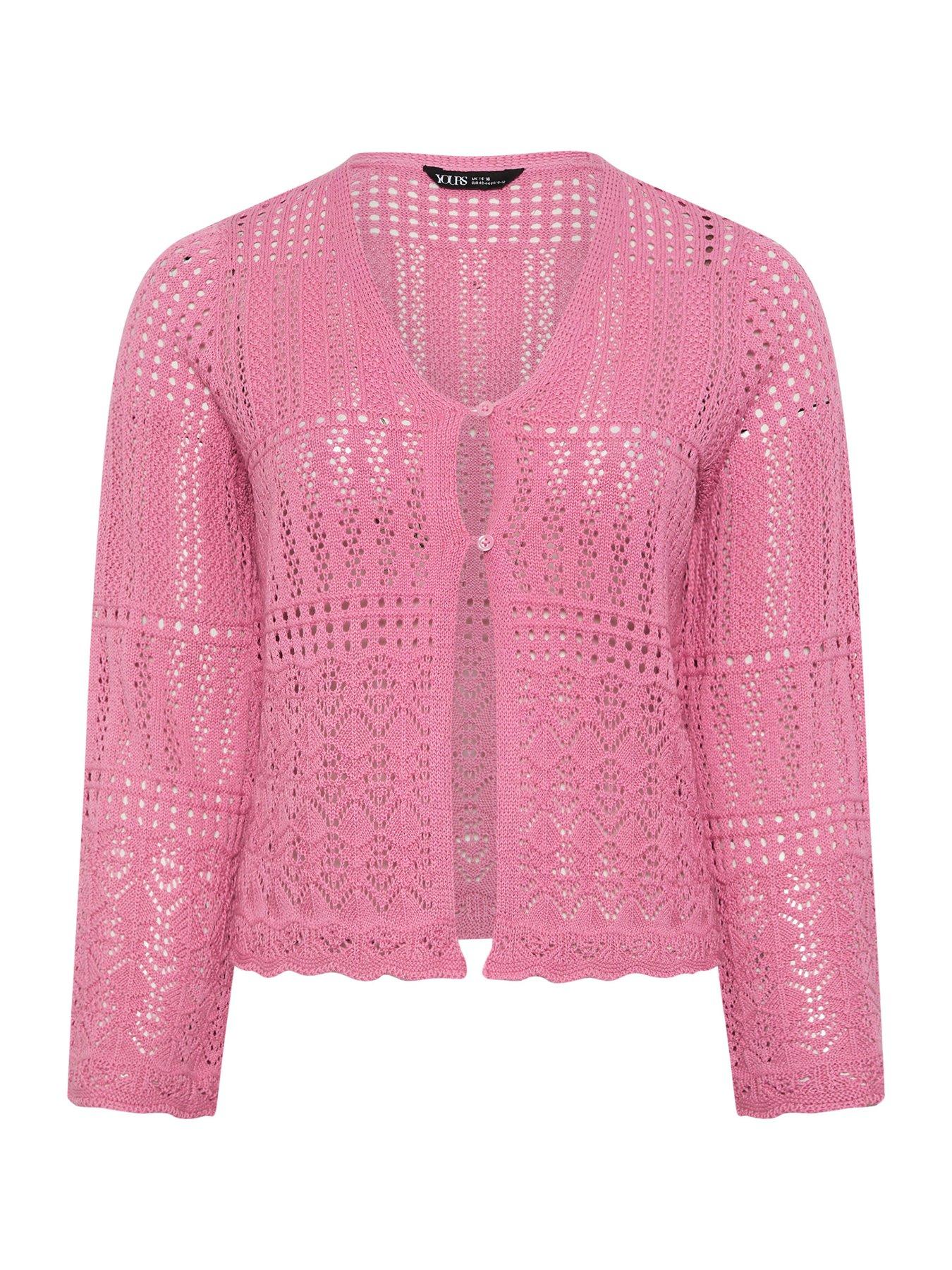 yours-curve-pointelle-stitch-cardigan-pinkdetail