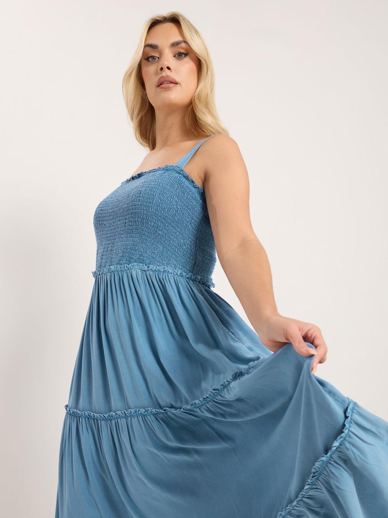 yours-curve-shirred-strappy-chambray-maxi-dressoutfit