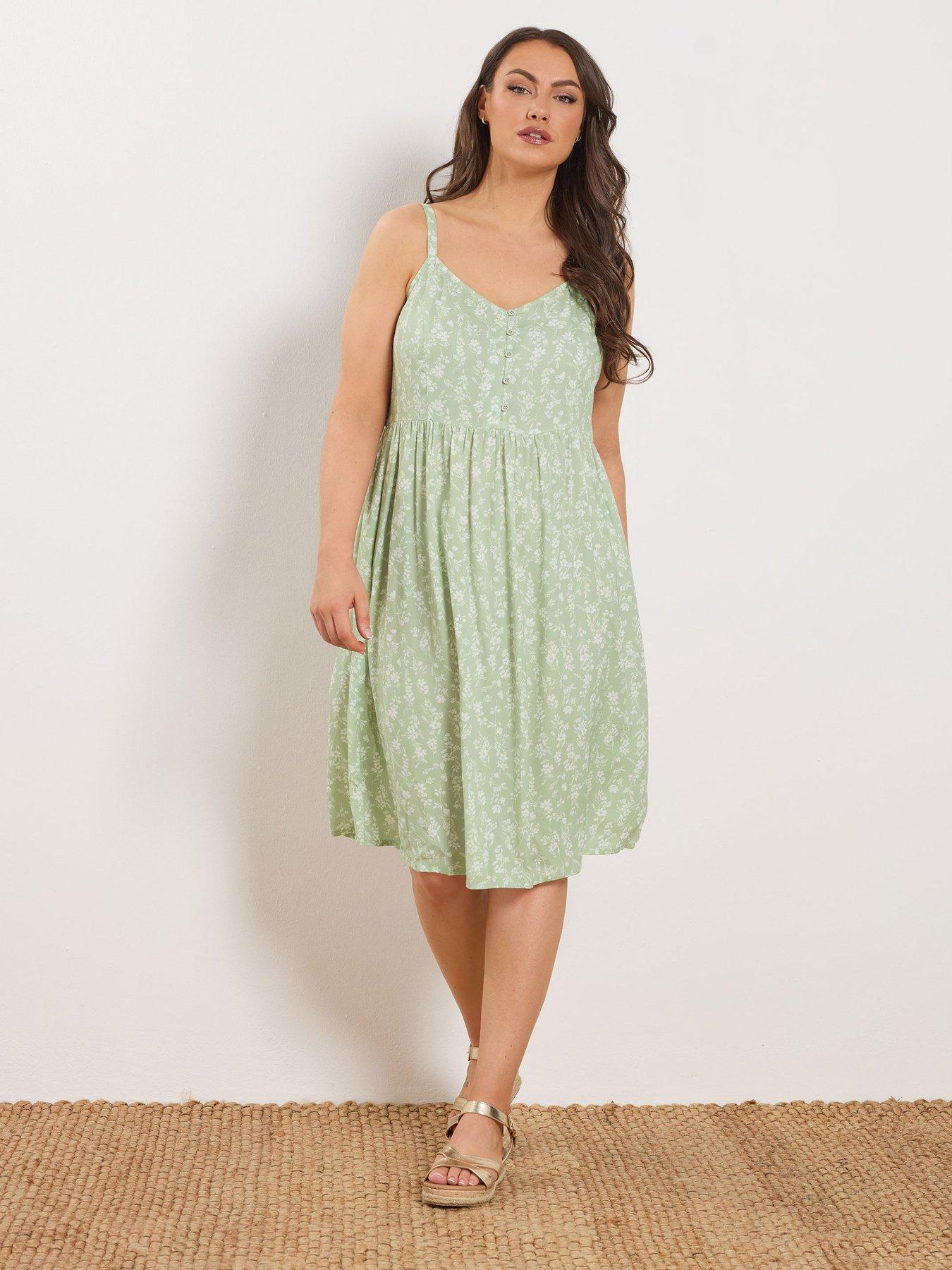 Image 4 of 6 of Yours Curve Strappy Sundress - Green