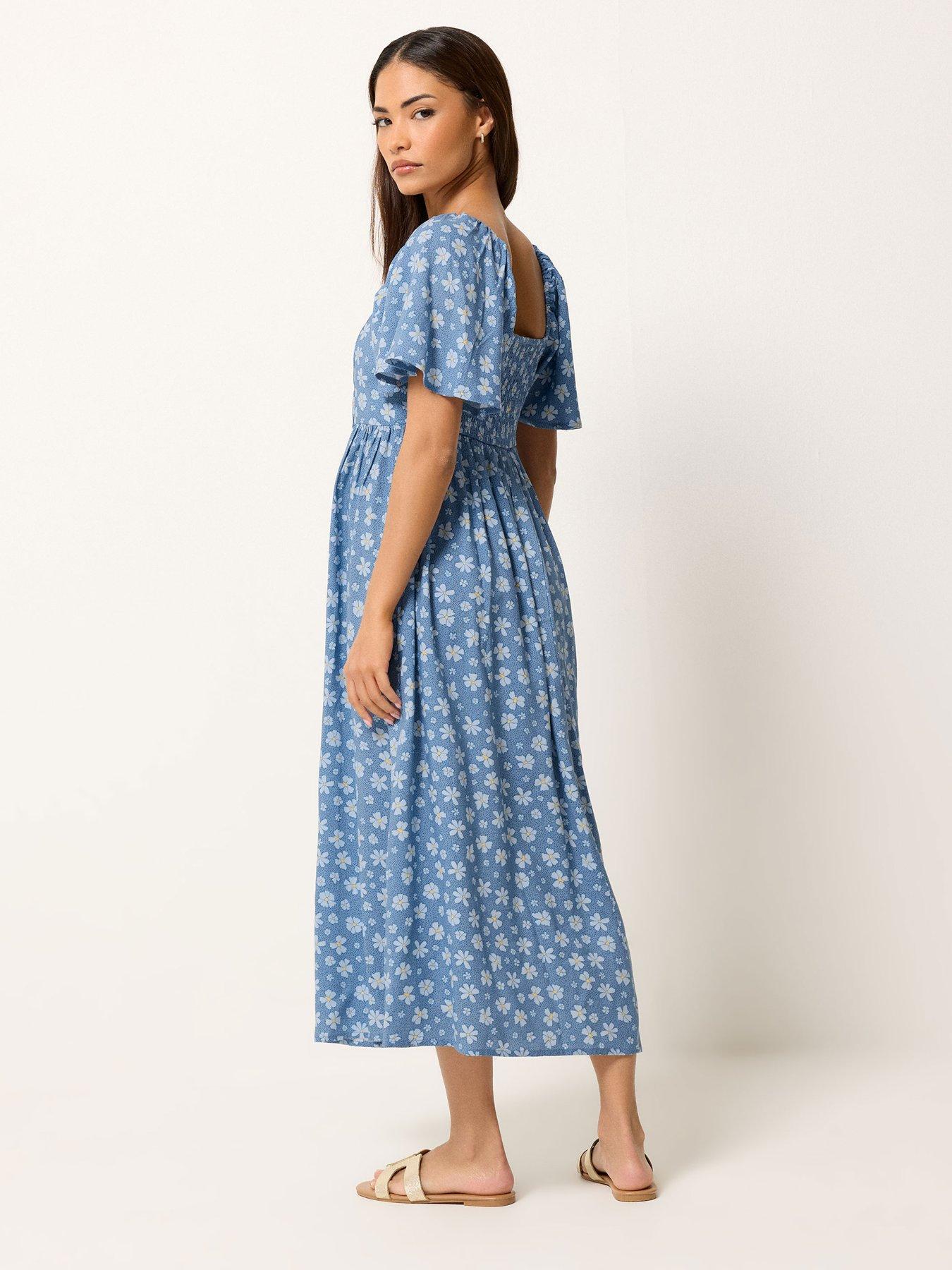 pixiegirl-petite-spot-daisy-square-neck-midi-dress-bluestillFront