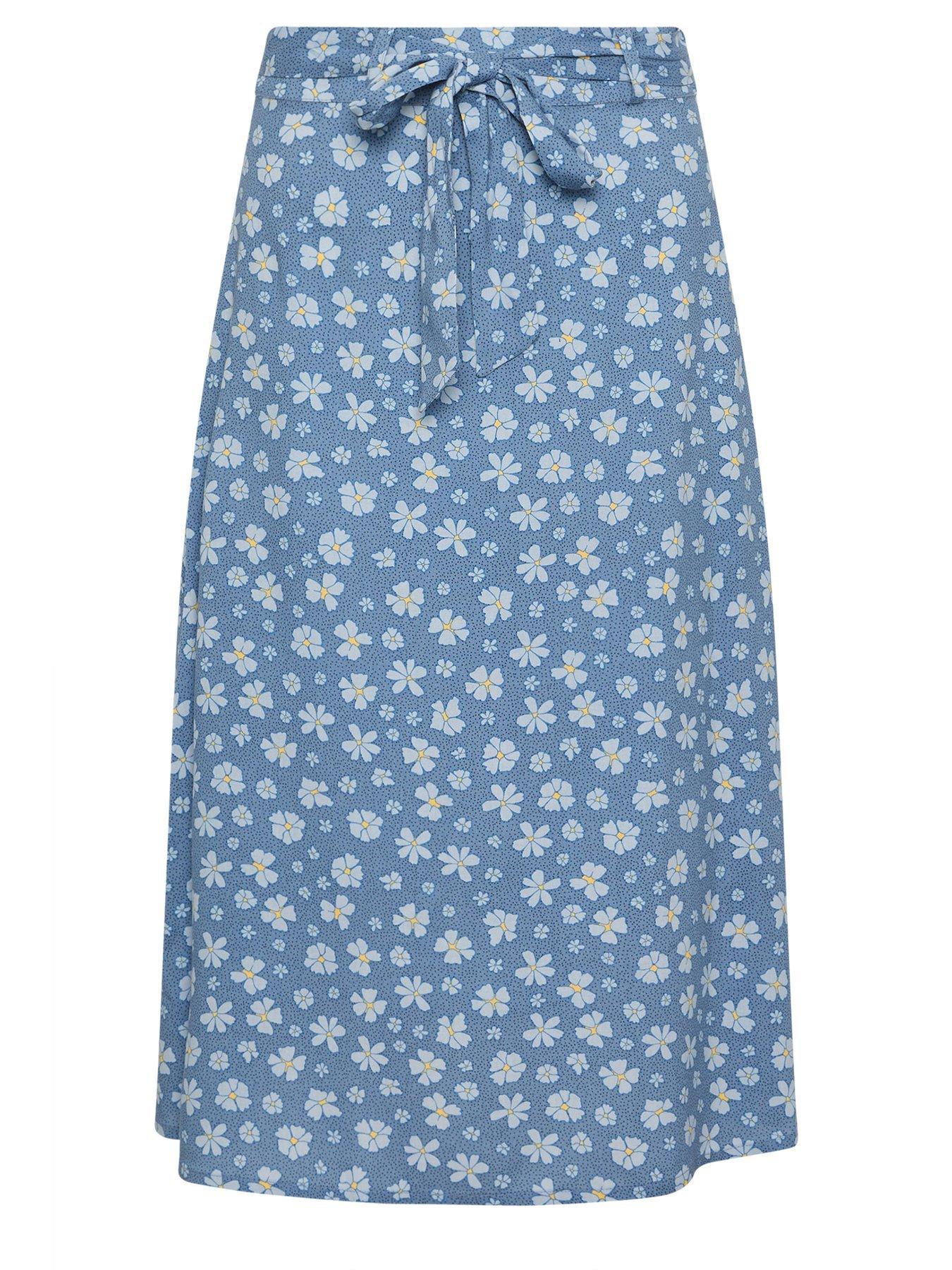 Image 5 of 5 of PixieGirl Petite Daisy Belted Midi Skirt - Blue
