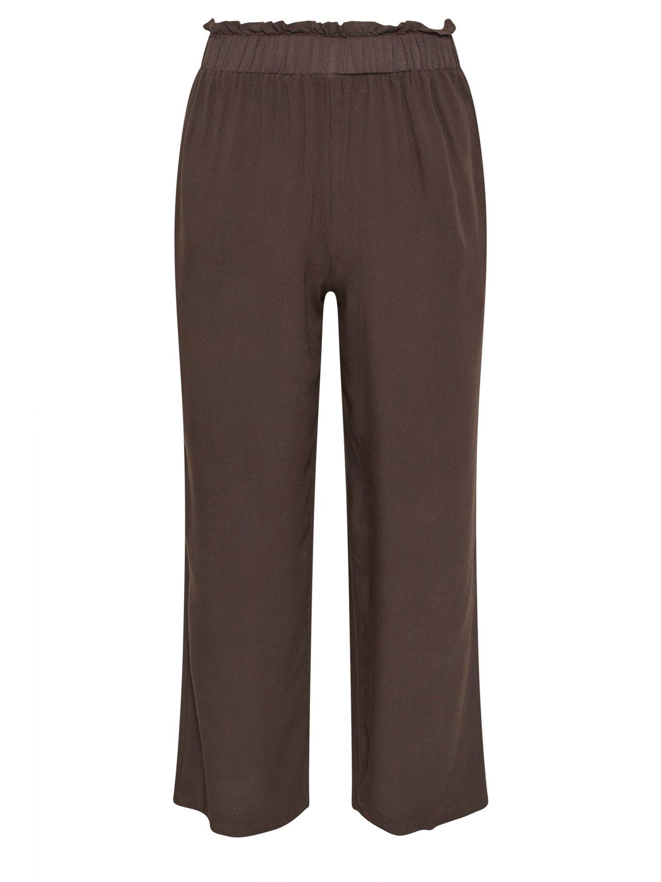 Image 5 of 5 of PixieGirl Petite Acid Wash Wide Leg Trousers - Brown