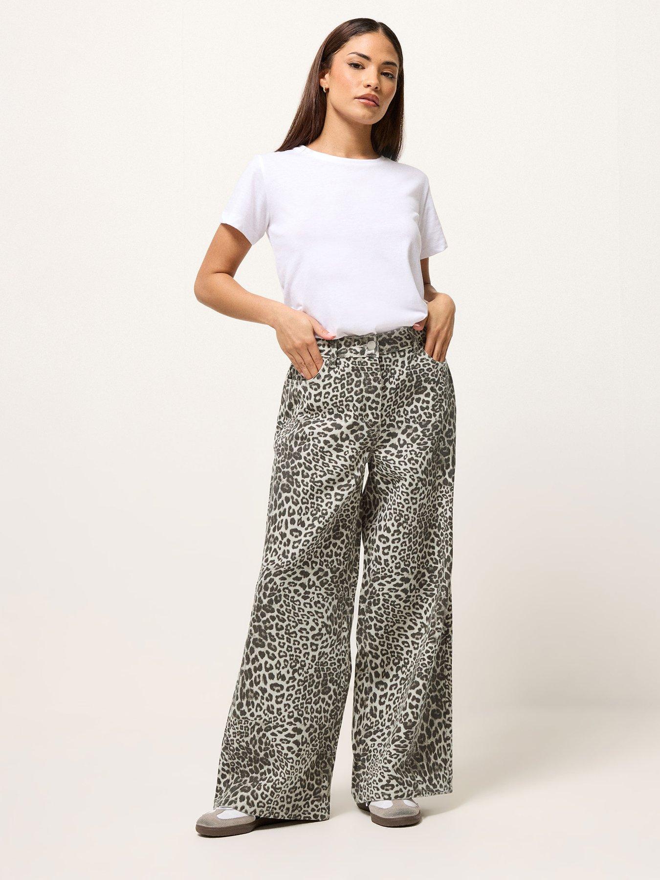 Image 3 of 6 of PixieGirl Petite Animal Wide Leg Jeans