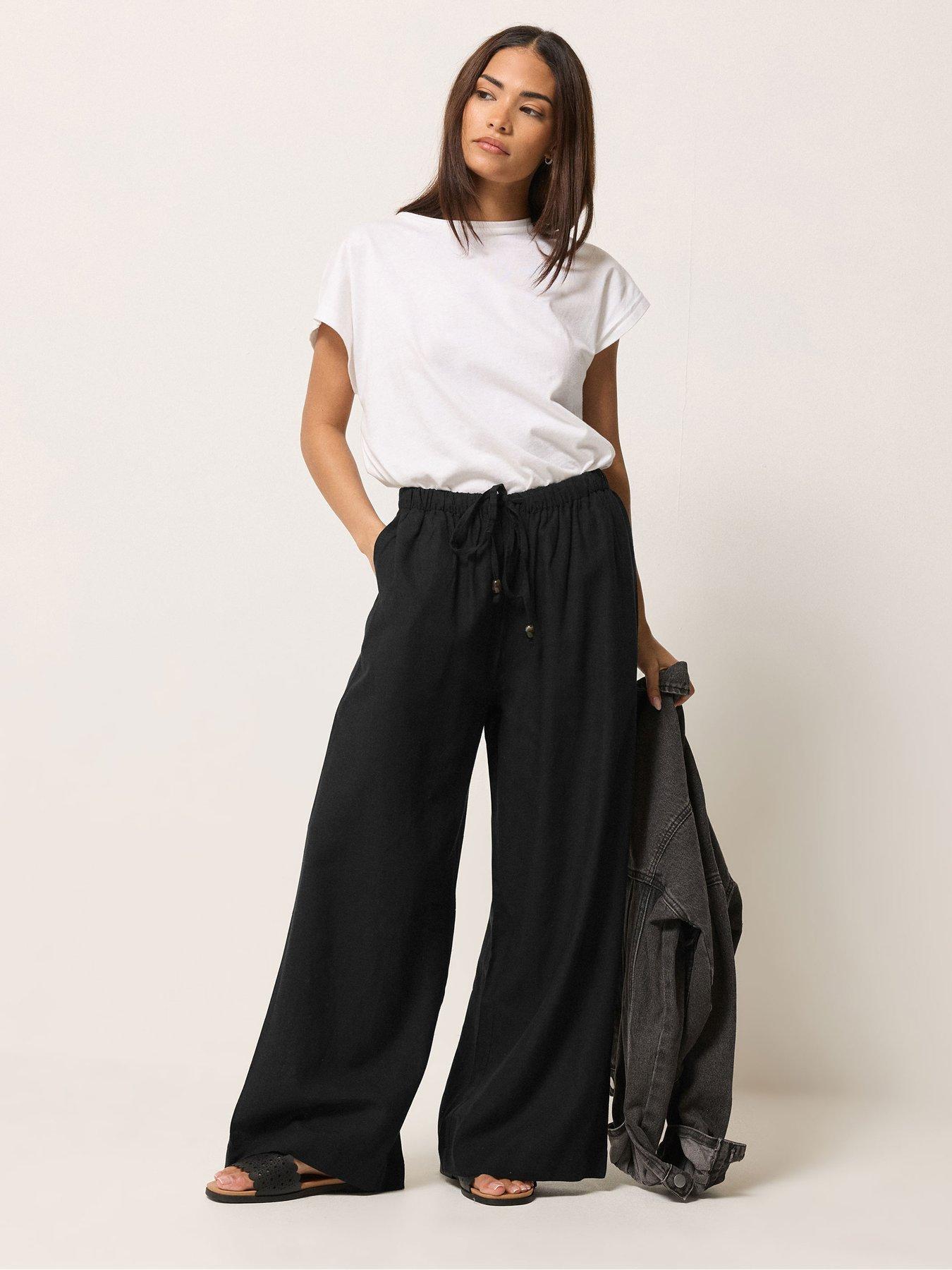 Image 3 of 5 of PixieGirl Petite Bead Drawstring Wide Leg Trousers
