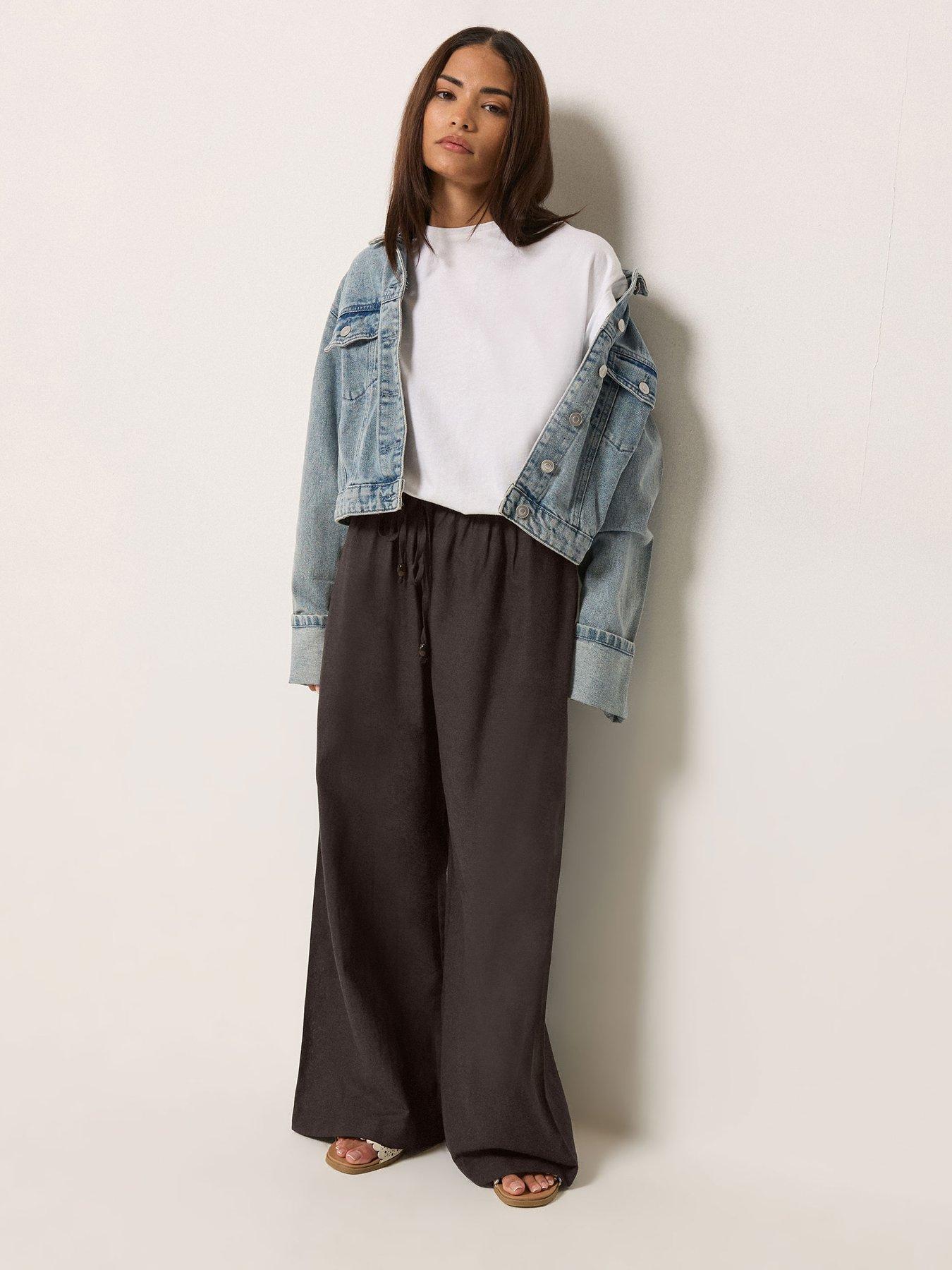 Image 3 of 5 of PixieGirl Petite Bead Drawstring Wide Leg Trousers