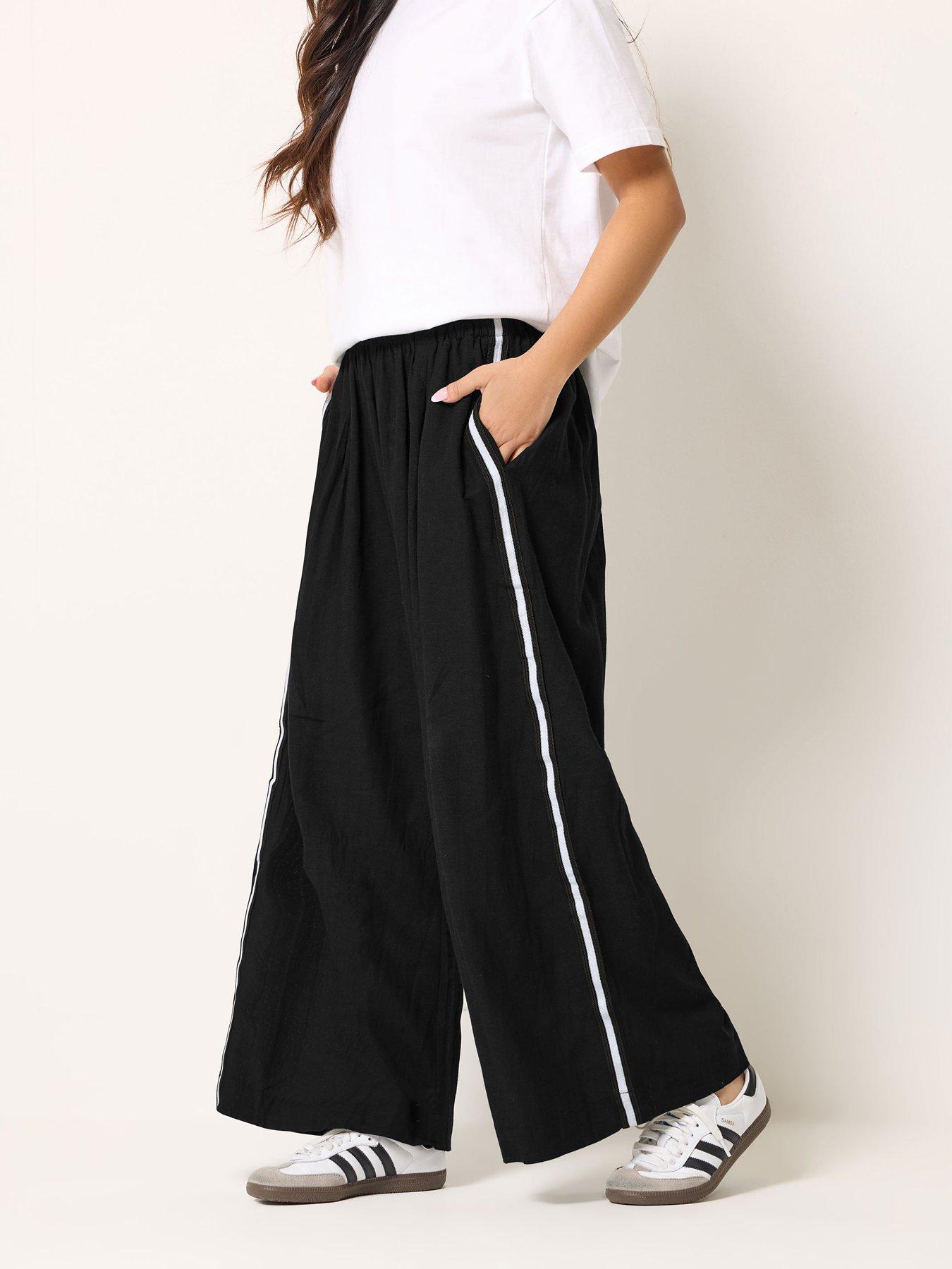 PixieGirl Petite Side Stripe Wide Leg Trousers
