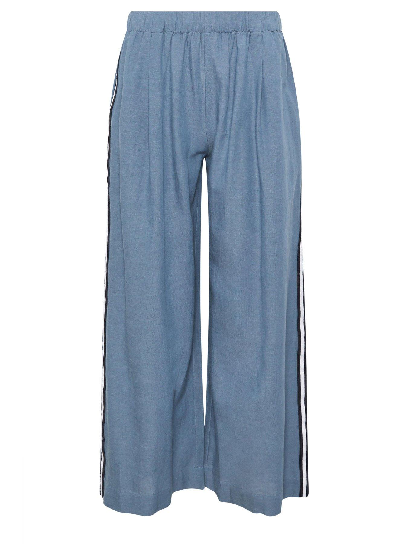 Image 5 of 5 of PixieGirl Petite Side Stripe Wide Leg Trousers - Blue