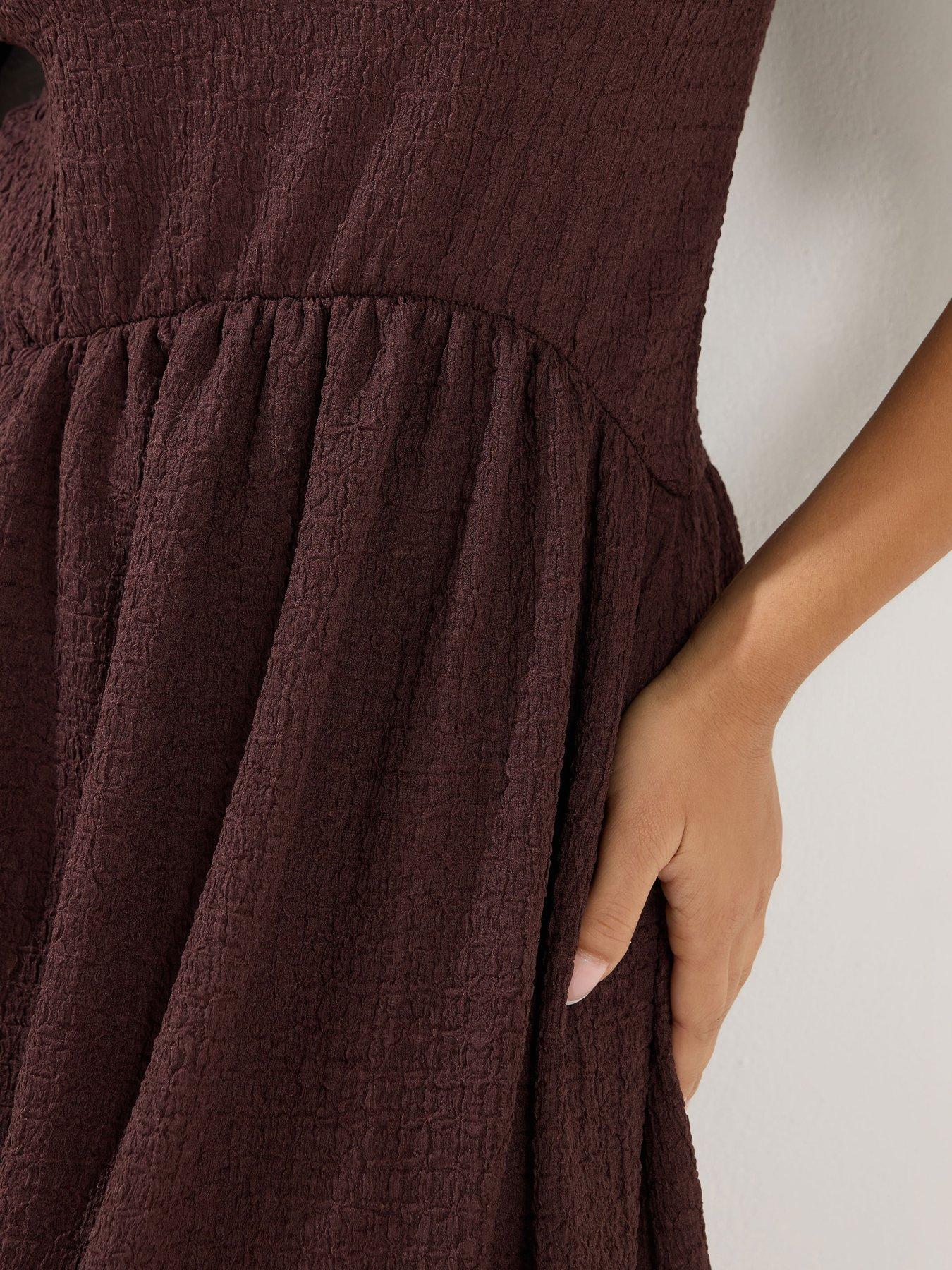 pixiegirl-petite-textured-midi-dress-brownoutfit