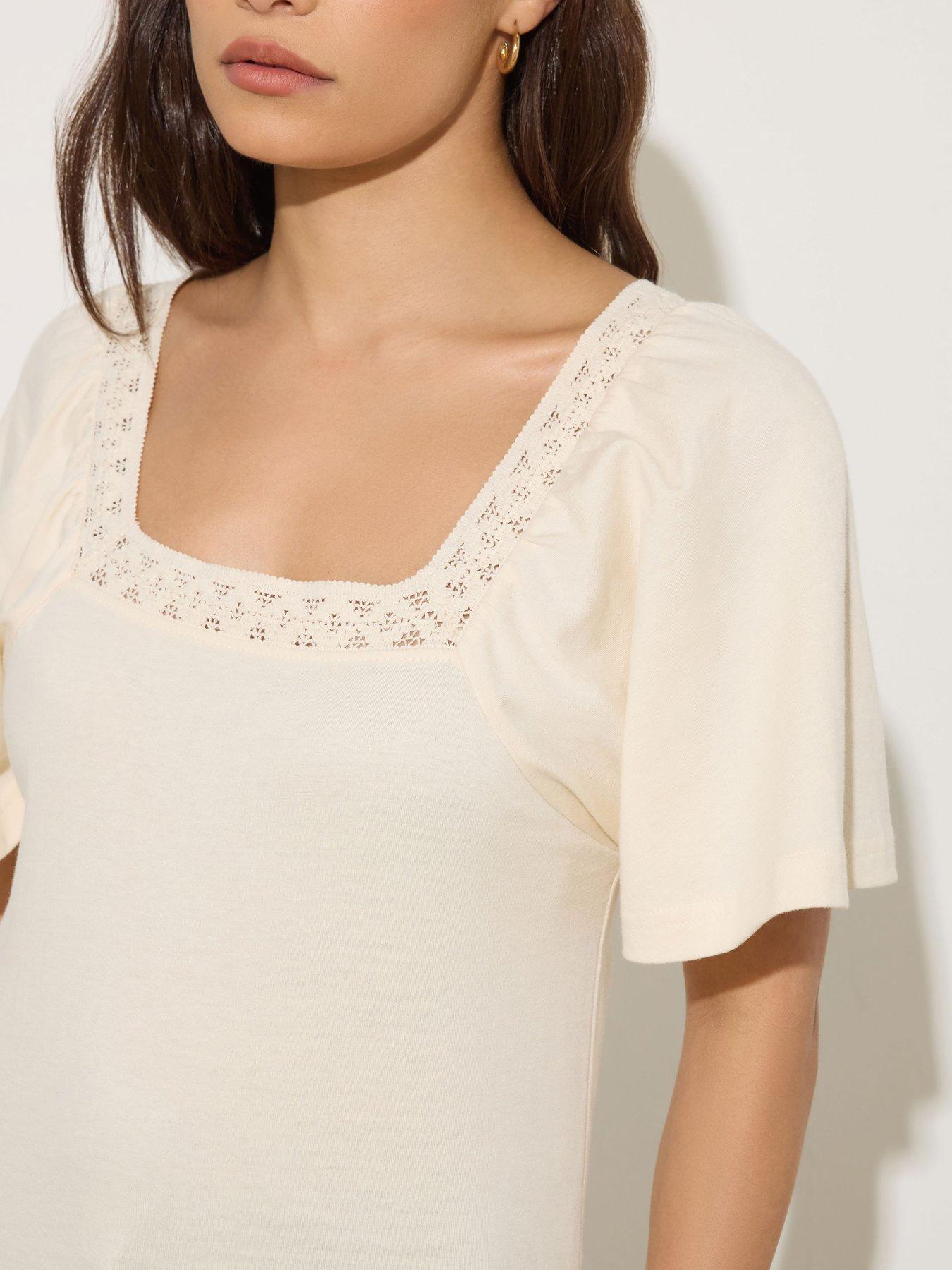 Image 4 of 5 of PixieGirl Petite Crochet Neck Flutter Sleeve Top