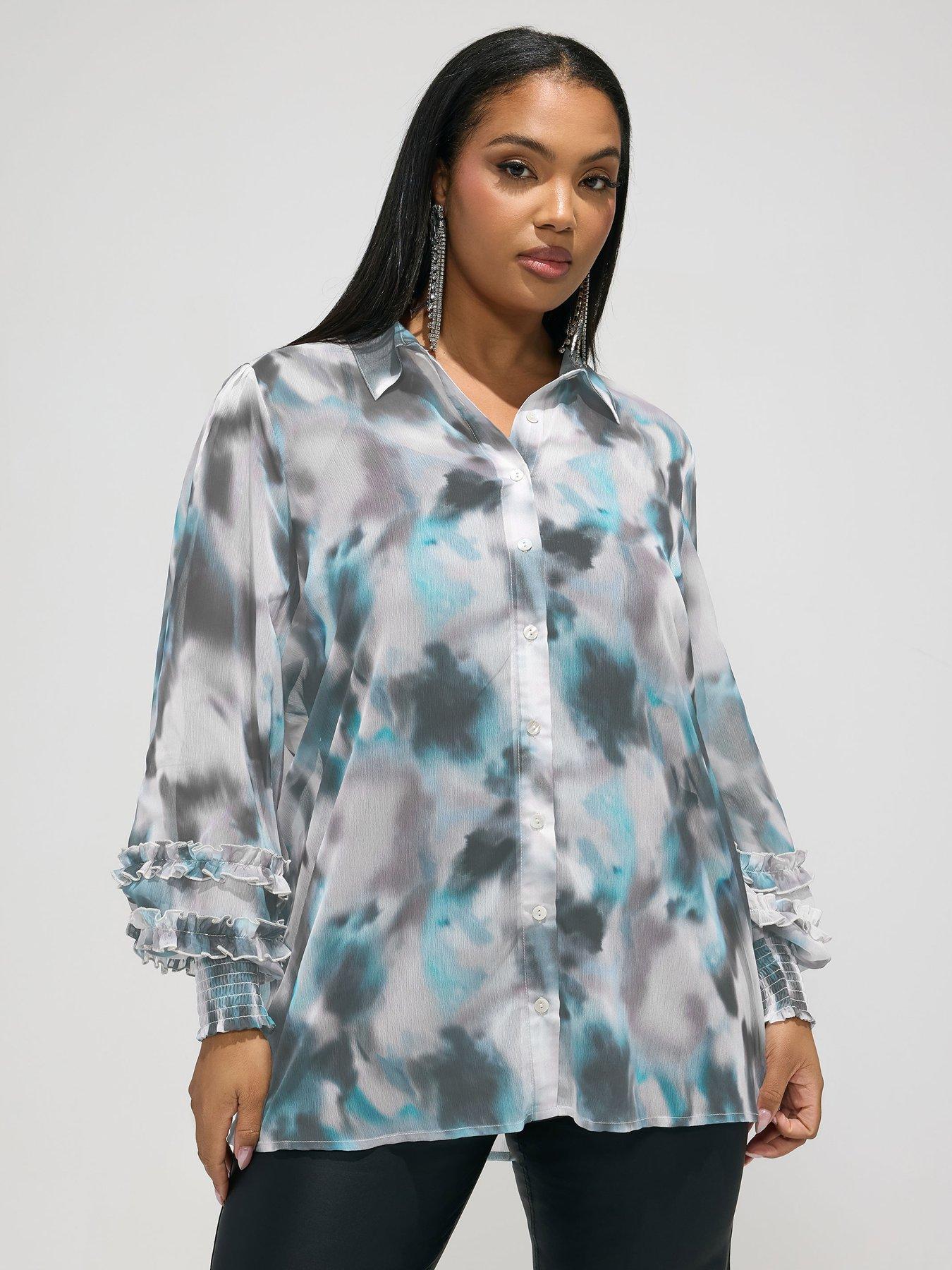 yours-curve-abstract-print-cuffed-shirtfront