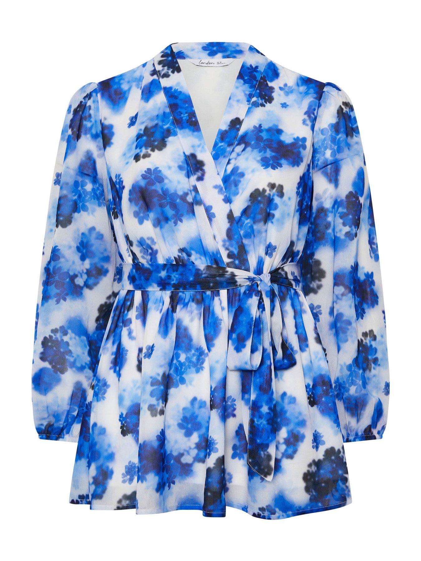 Image 5 of 5 of Yours Curve Floral Blur Wrap Top