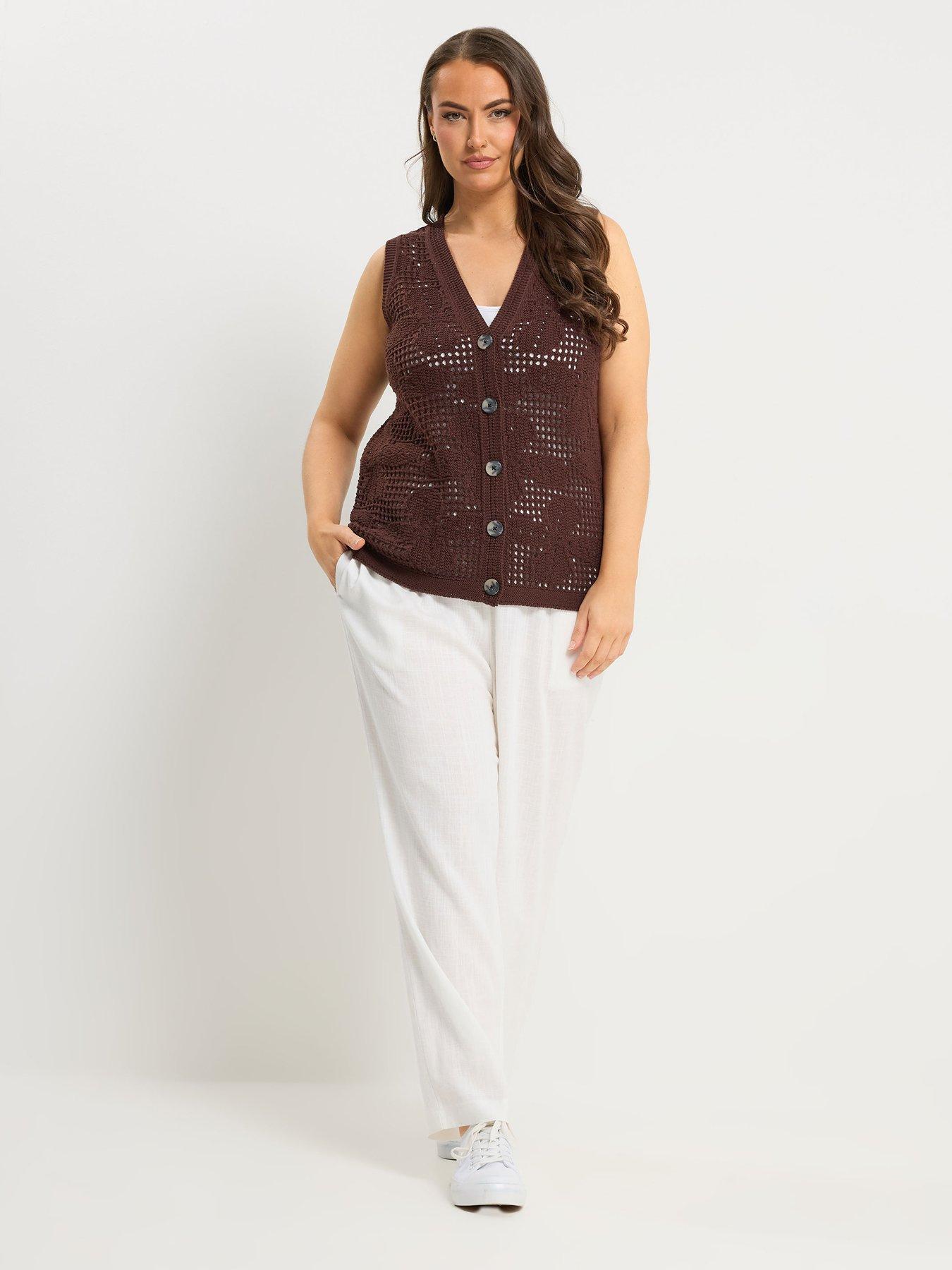 Image 3 of 5 of Yours Curve Floral Crochet Waistcoat