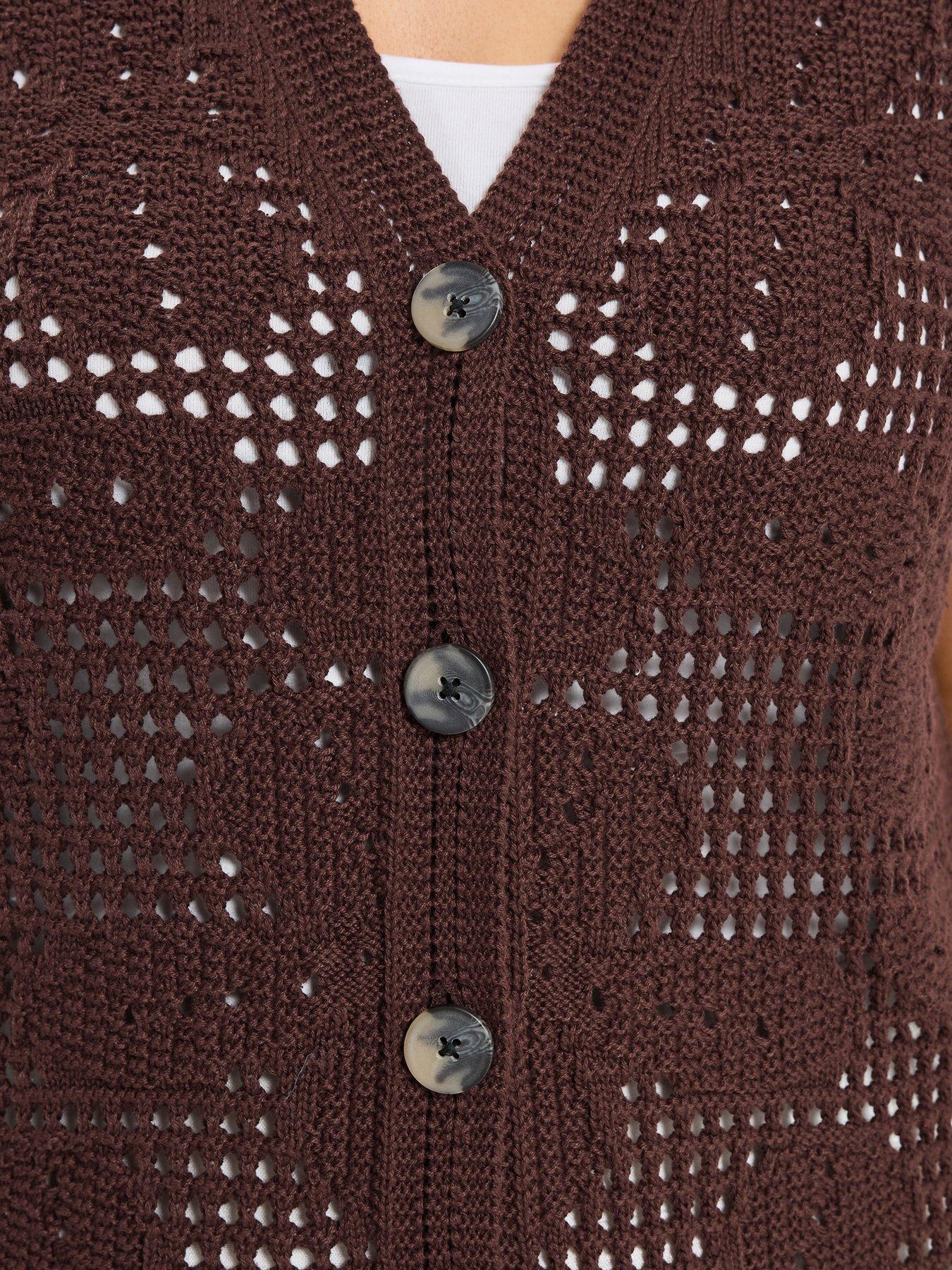 Image 4 of 5 of Yours Curve Floral Crochet Waistcoat