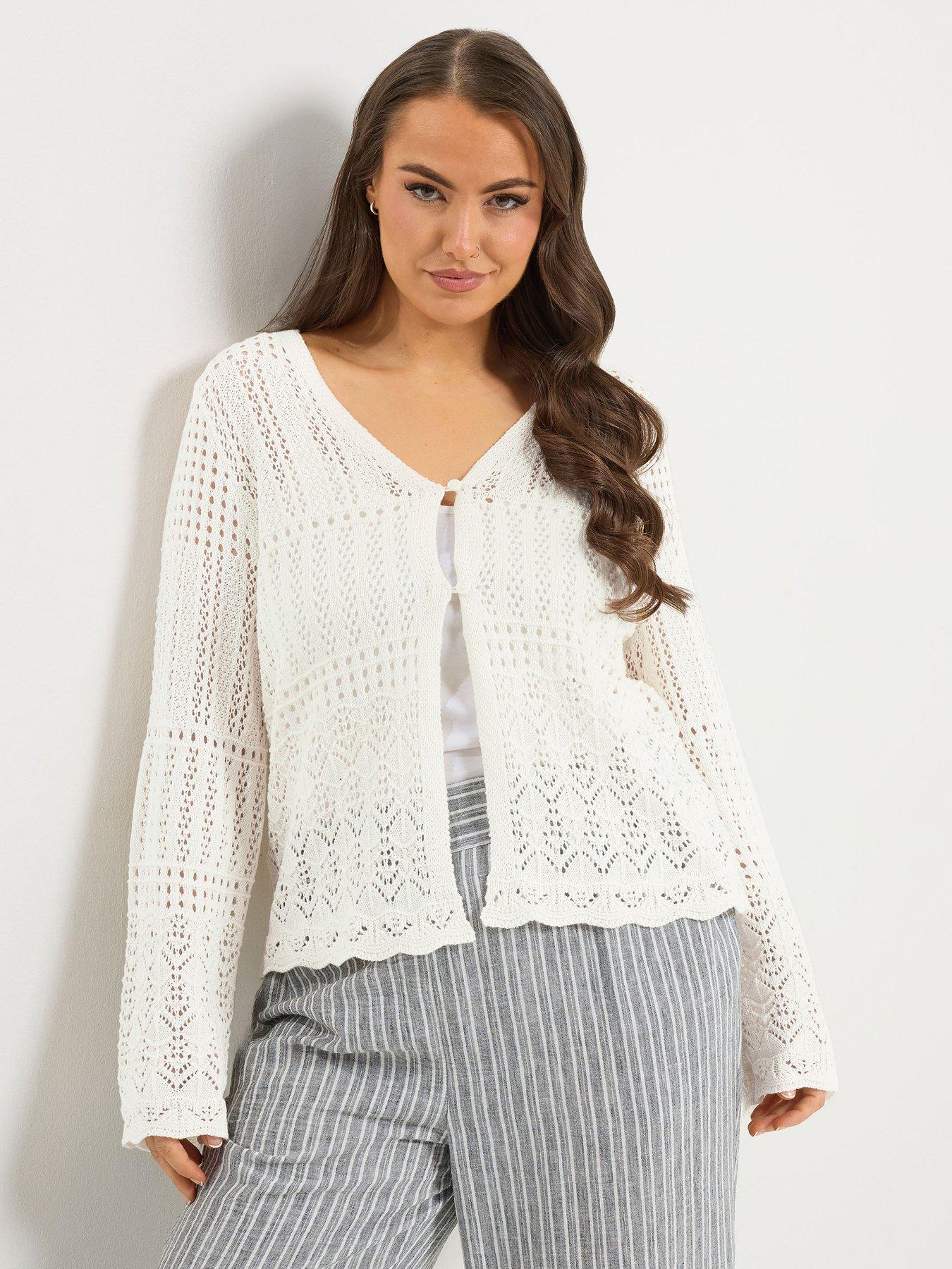 yours-curve-pointelle-stitch-cardiganfront