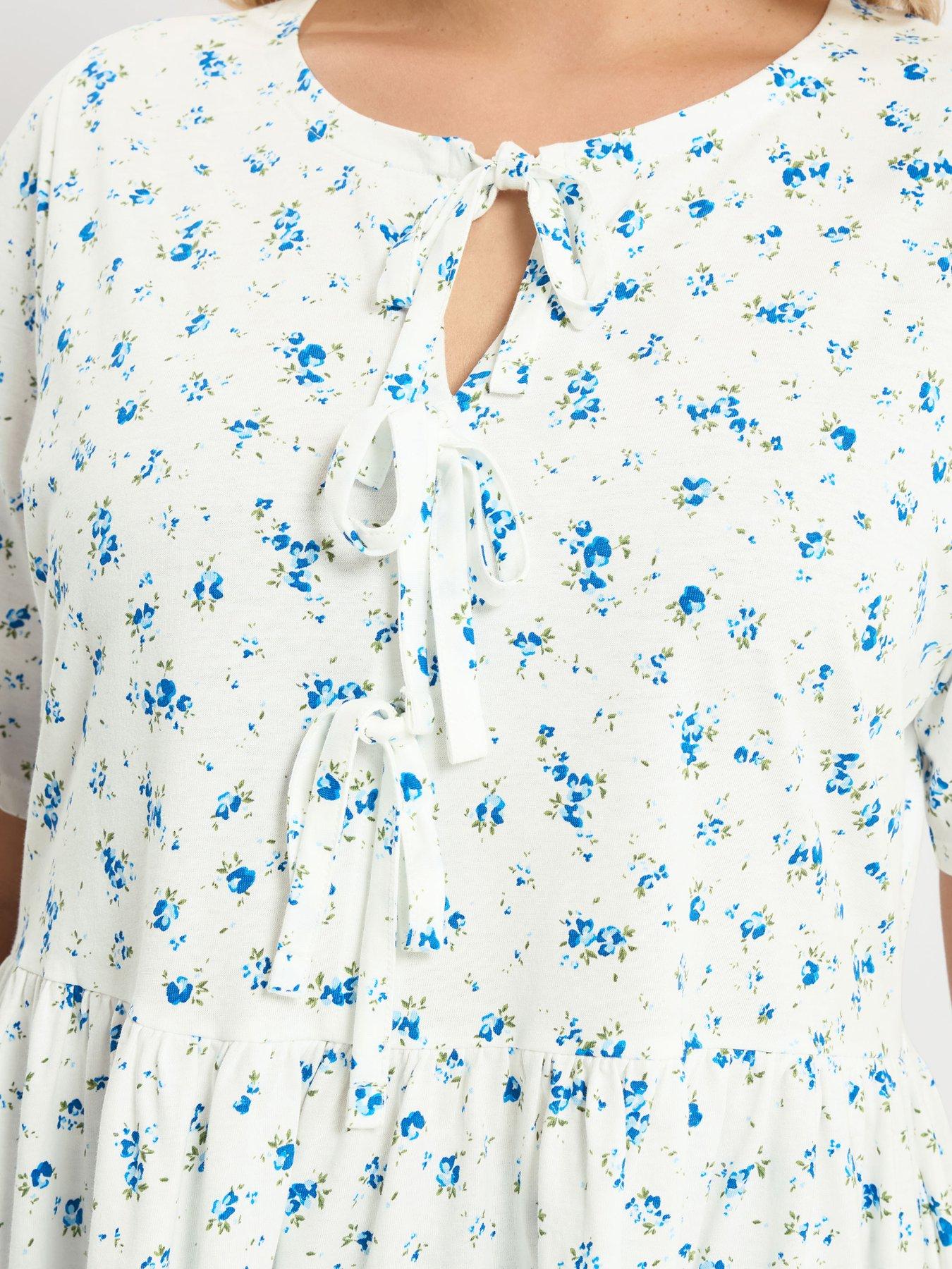 Image 4 of 5 of Yours Curve Bow Front Peplum Top - Cream
