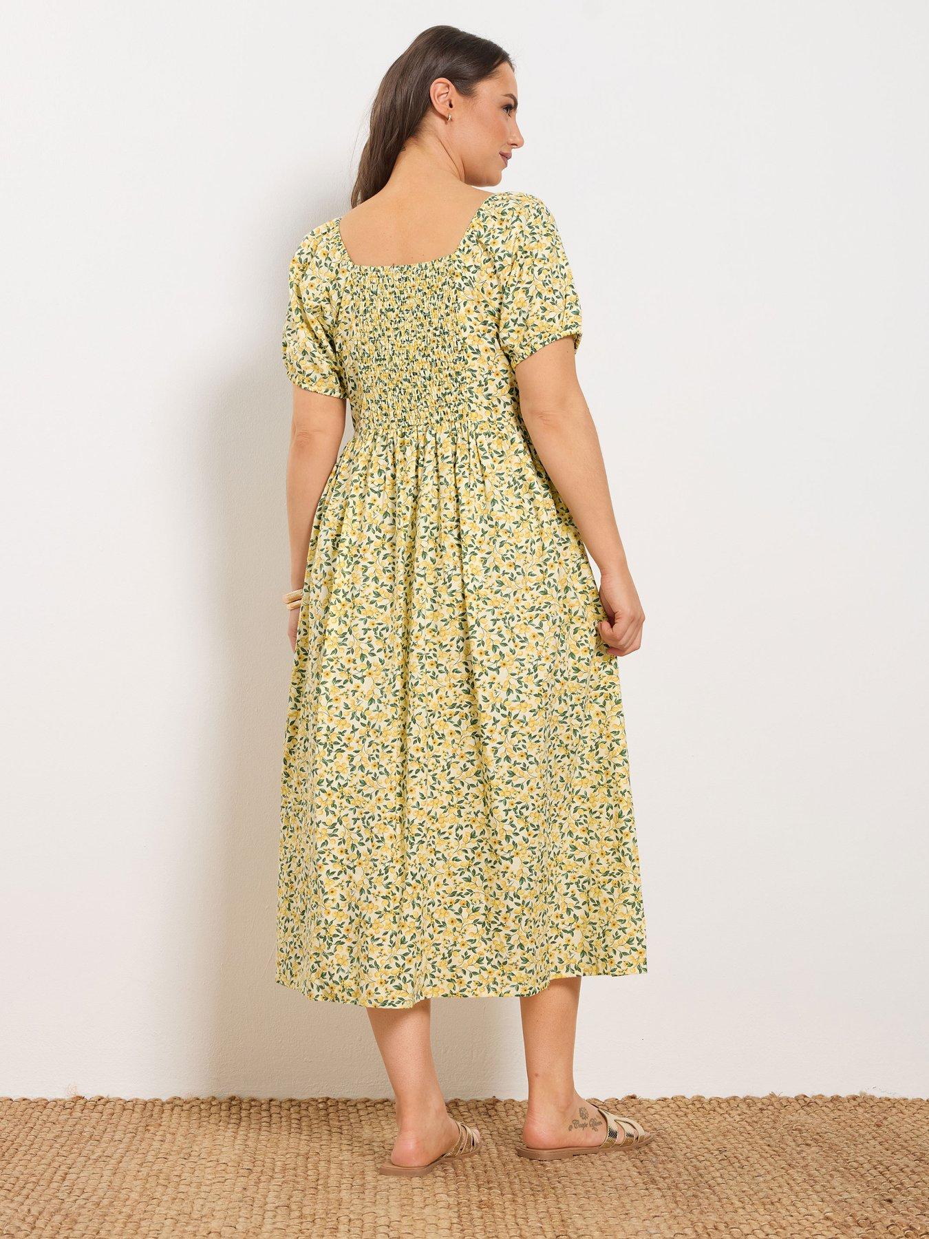 yours-curve-puffed-short-sleeve-midaxi-dressstillFront