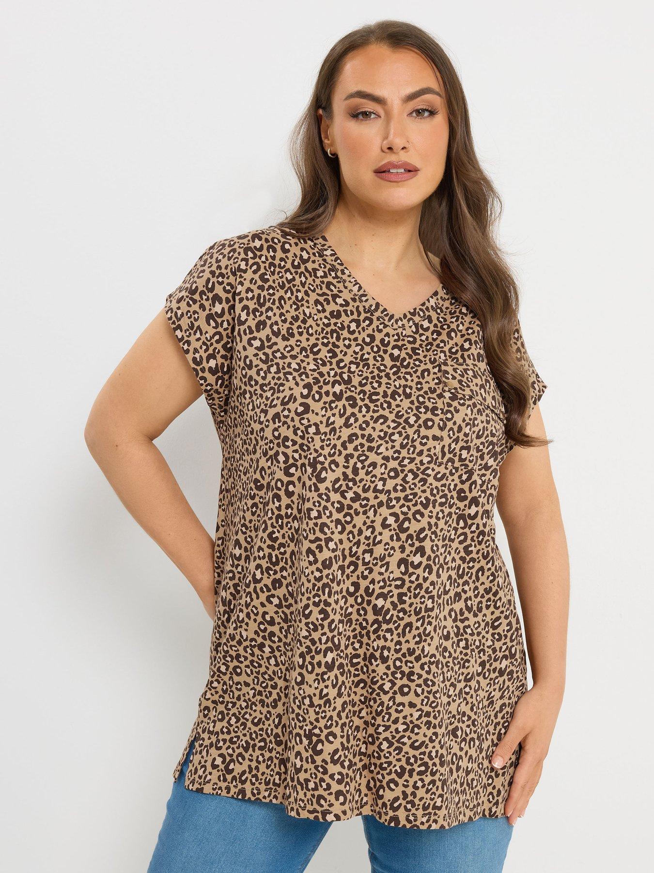 yours-curve-stud-pocket-leopard-print-t-shirt-brownfront