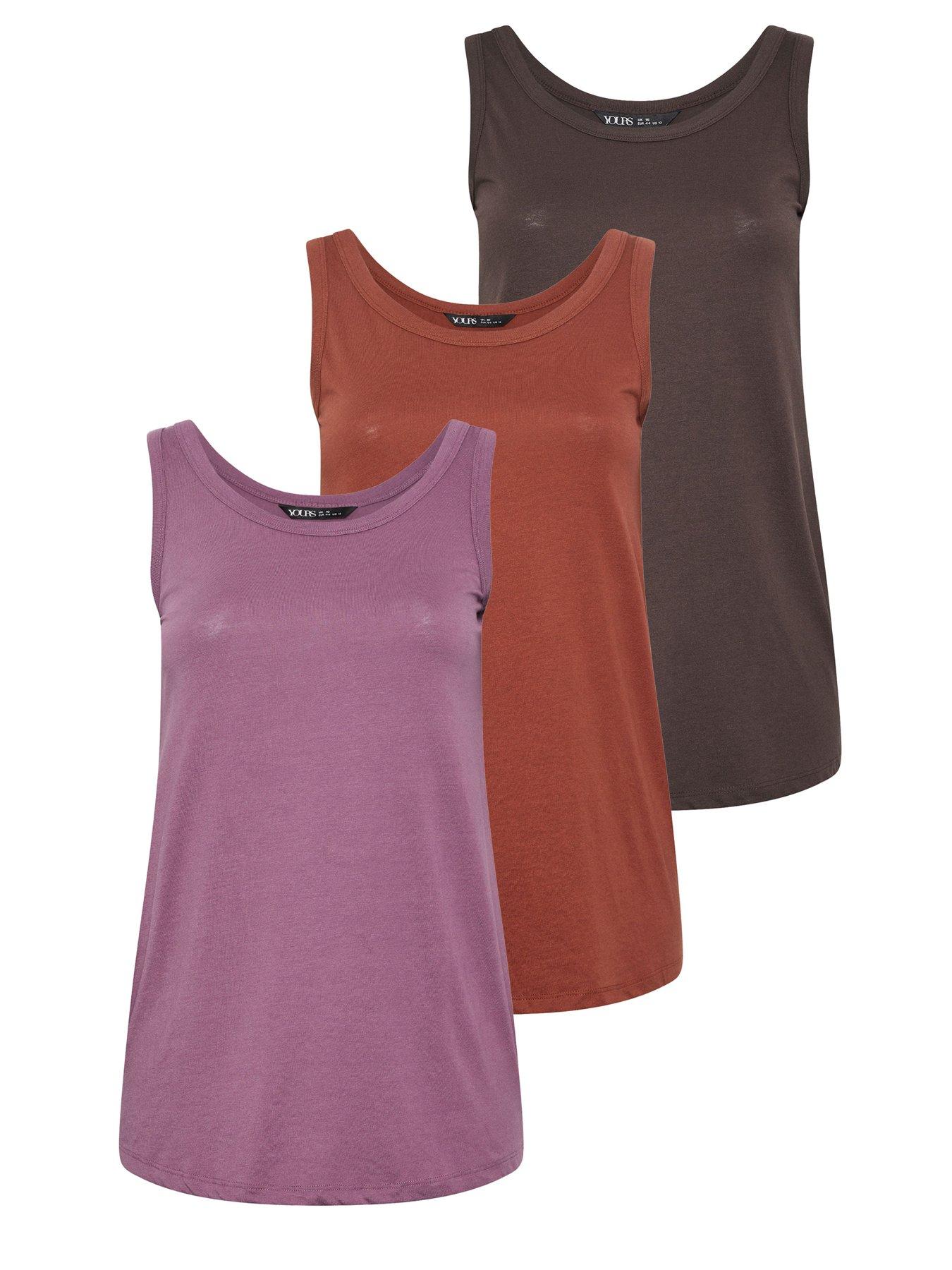 Image 5 of 5 of Yours Curve 3 Pack Core Basic Vest Colour - Multi