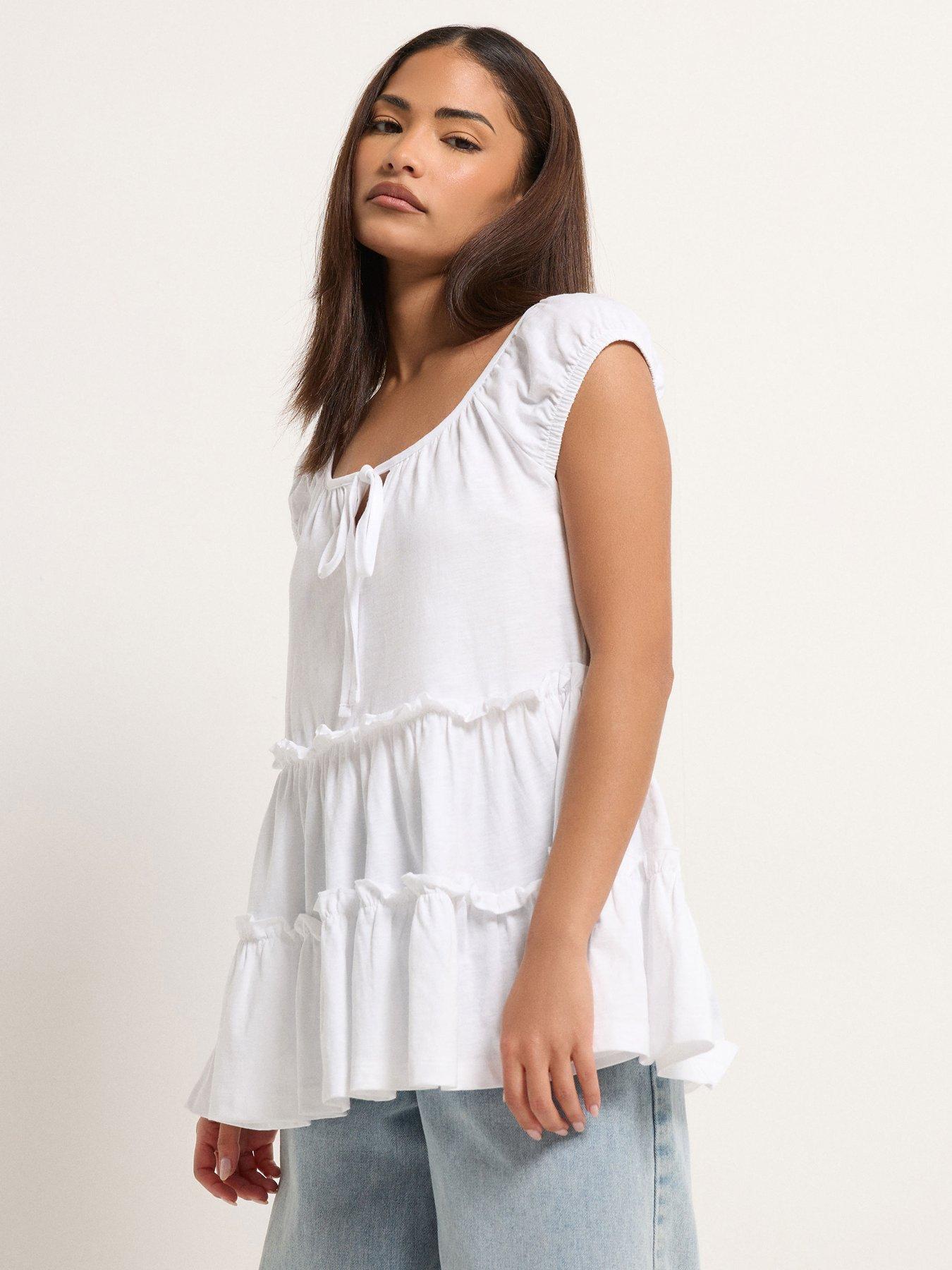 pixiegirl-petite-short-sleeve-tiered-top-whitefront