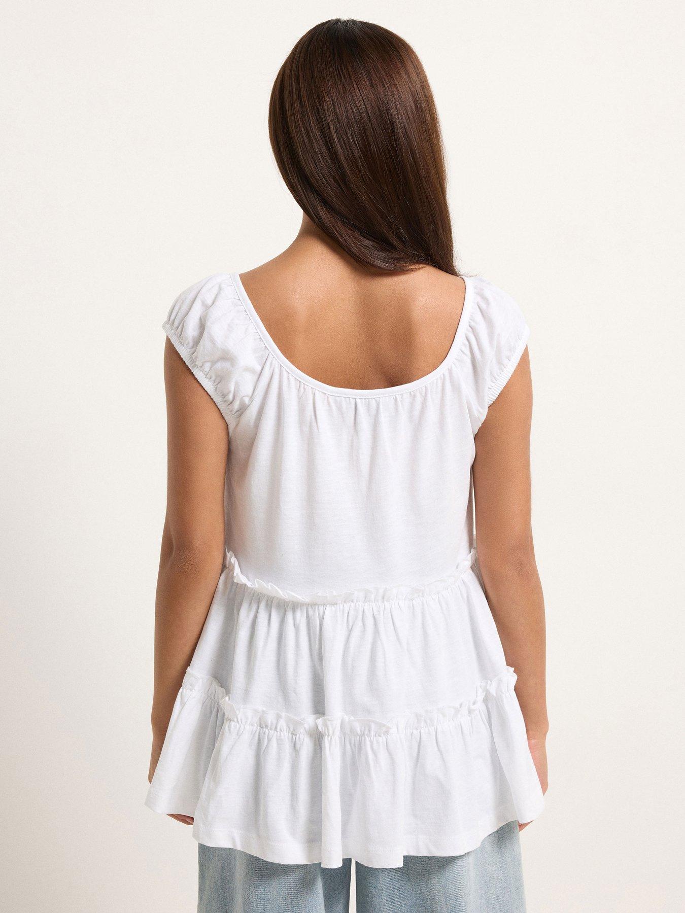 pixiegirl-petite-short-sleeve-tiered-top-whitestillFront