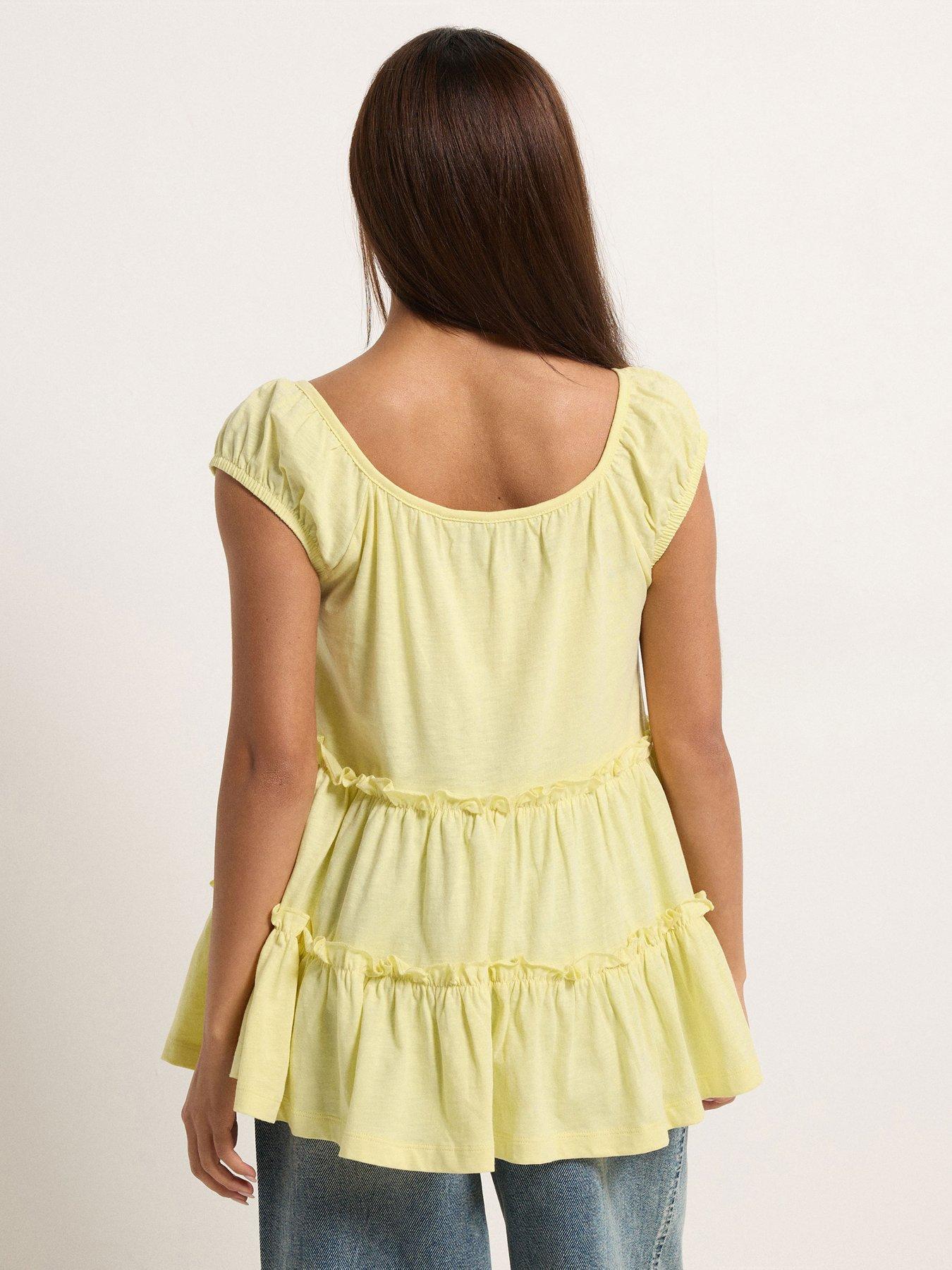Image 2 of 4 of PixieGirl Petite Lemon Short Sleeve Tiered Top