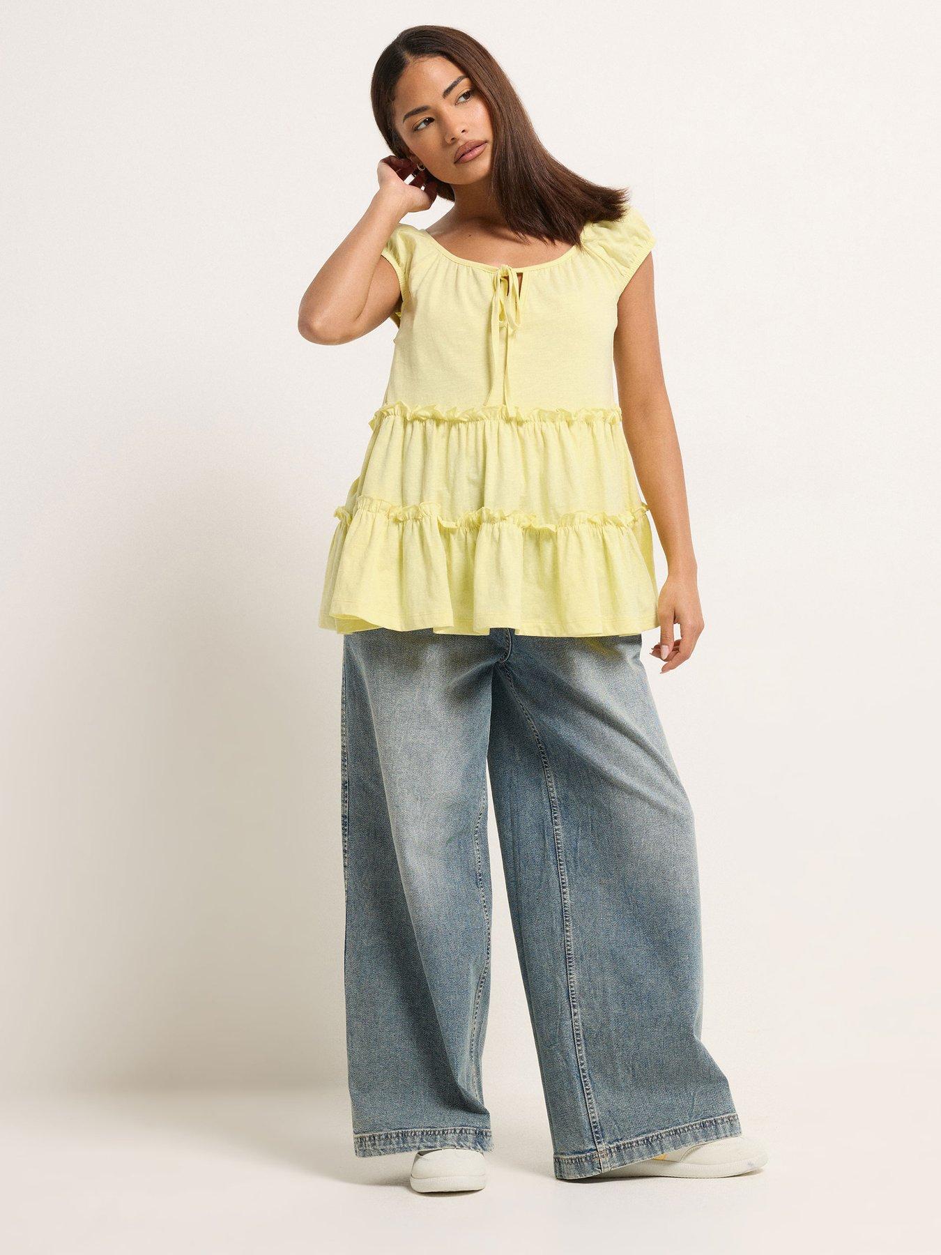 Image 3 of 4 of PixieGirl Petite Lemon Short Sleeve Tiered Top