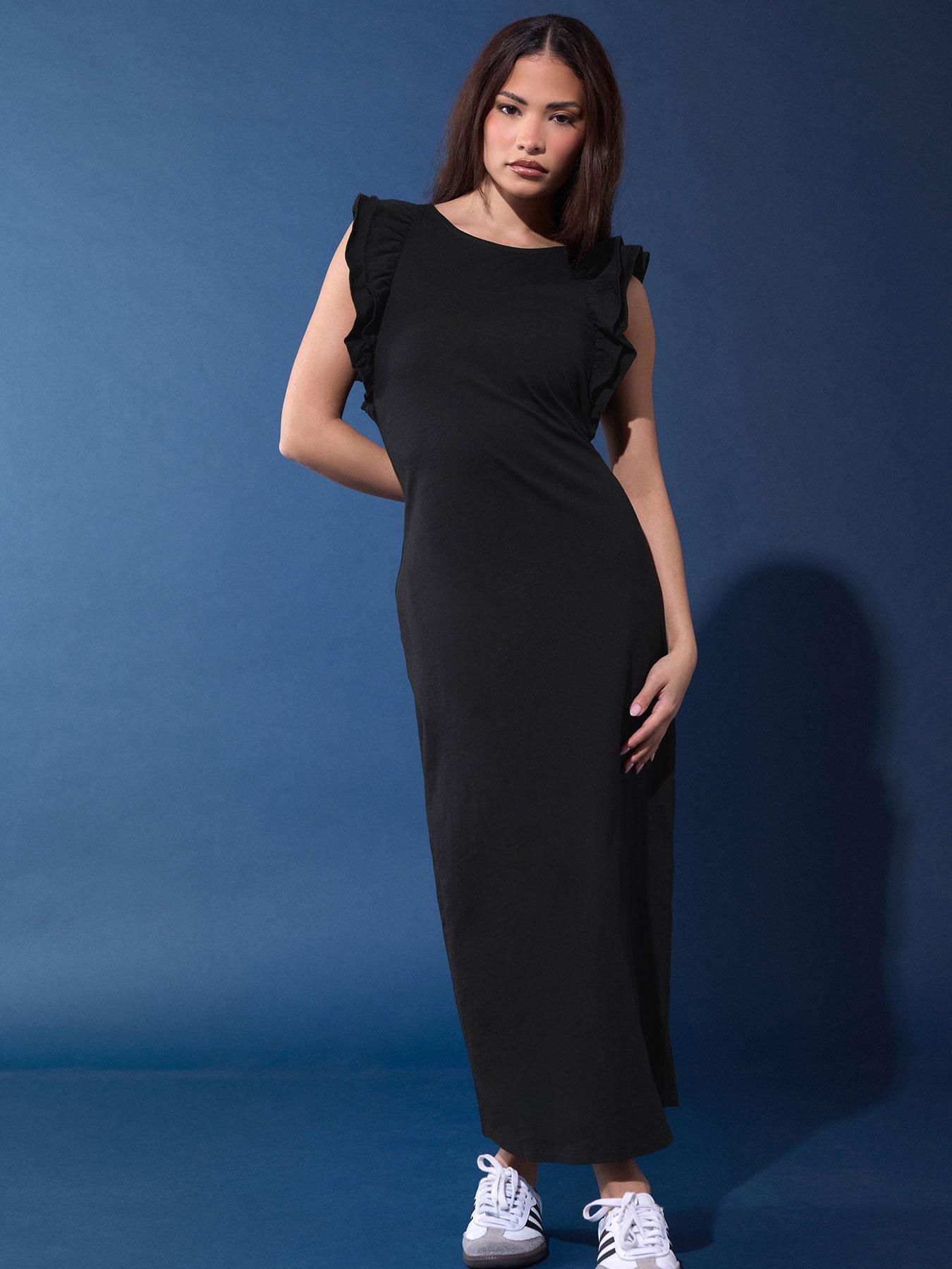 PixieGirl Petite Frill Shoulder Maxi Dress